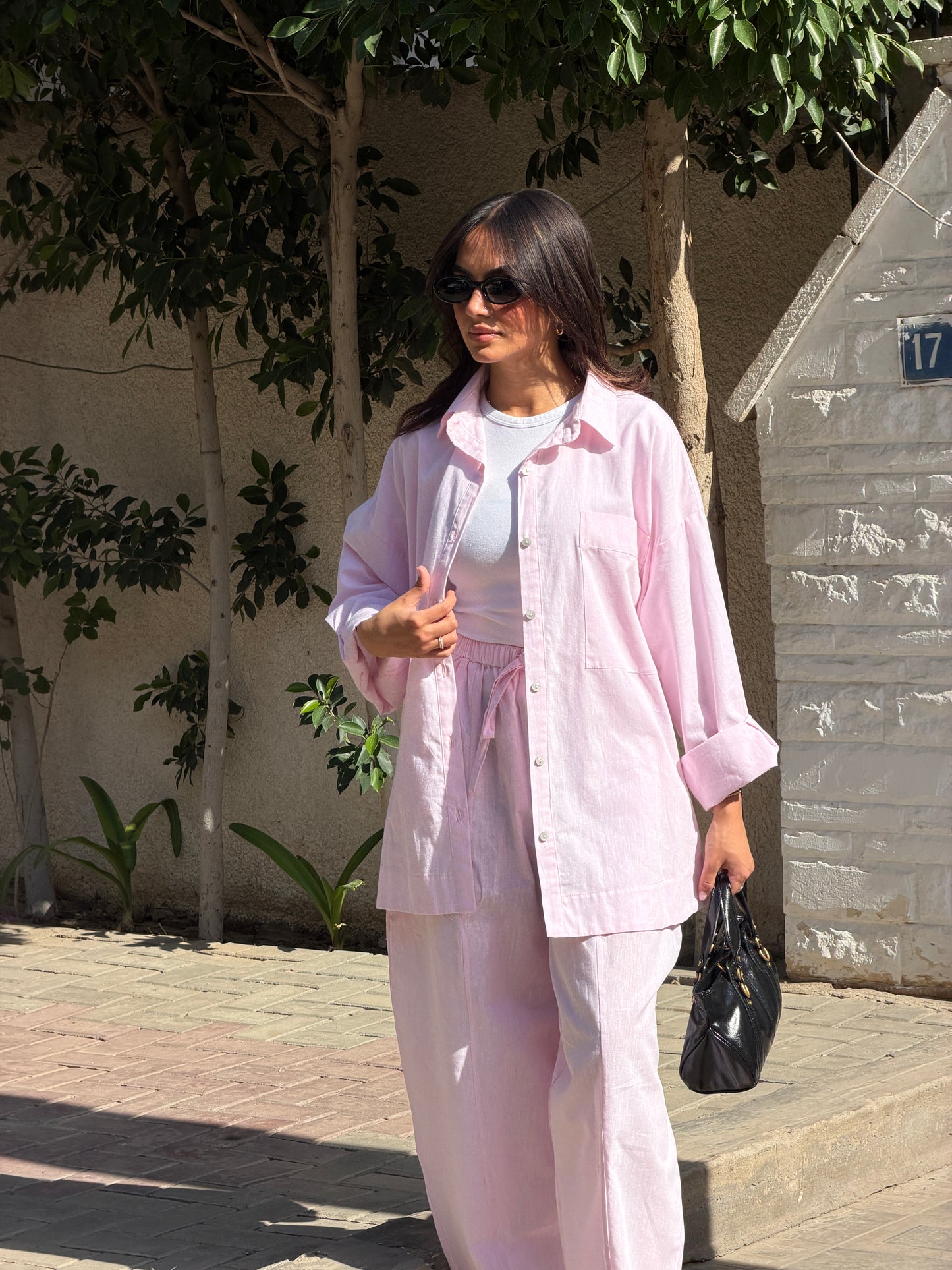 Linen set-Rose pink