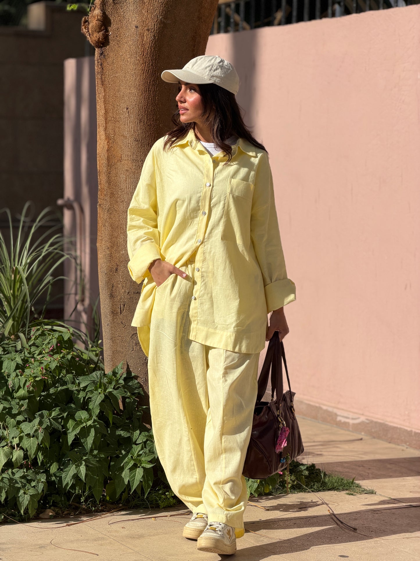 Ballon linen pants-butter yellow