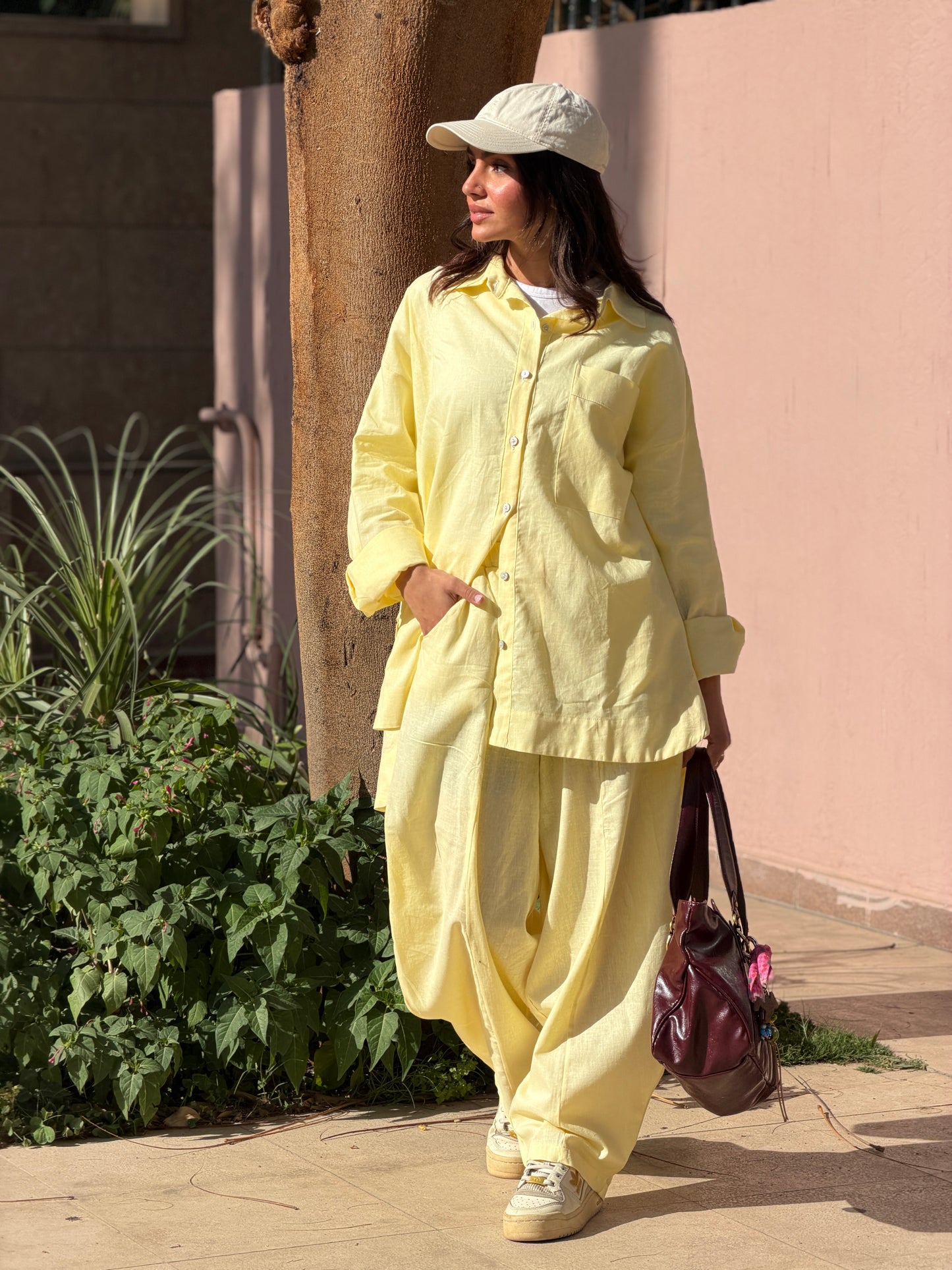 Linen set-Butter yellow