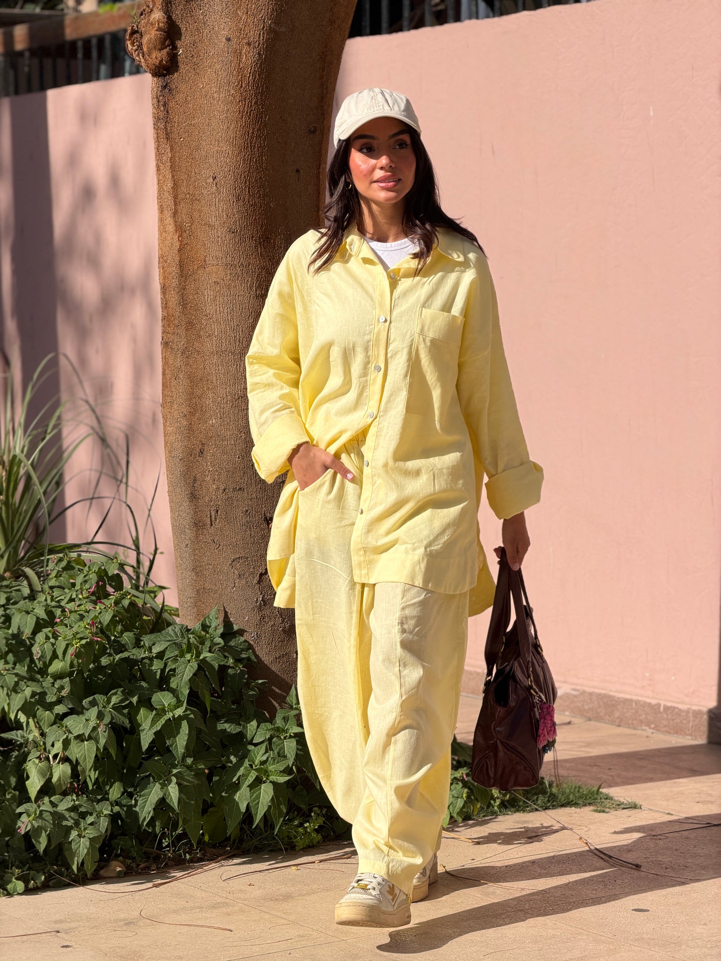 Ballon linen pants-butter yellow