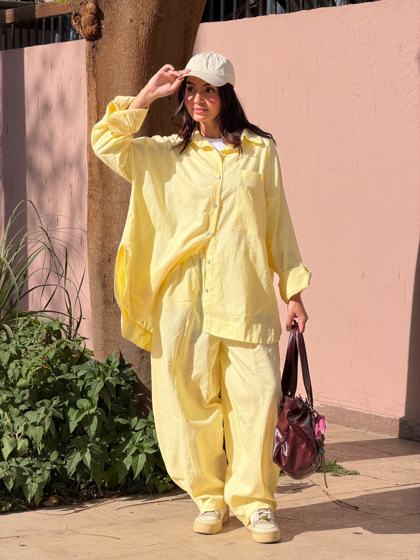 Ballon linen pants-butter yellow