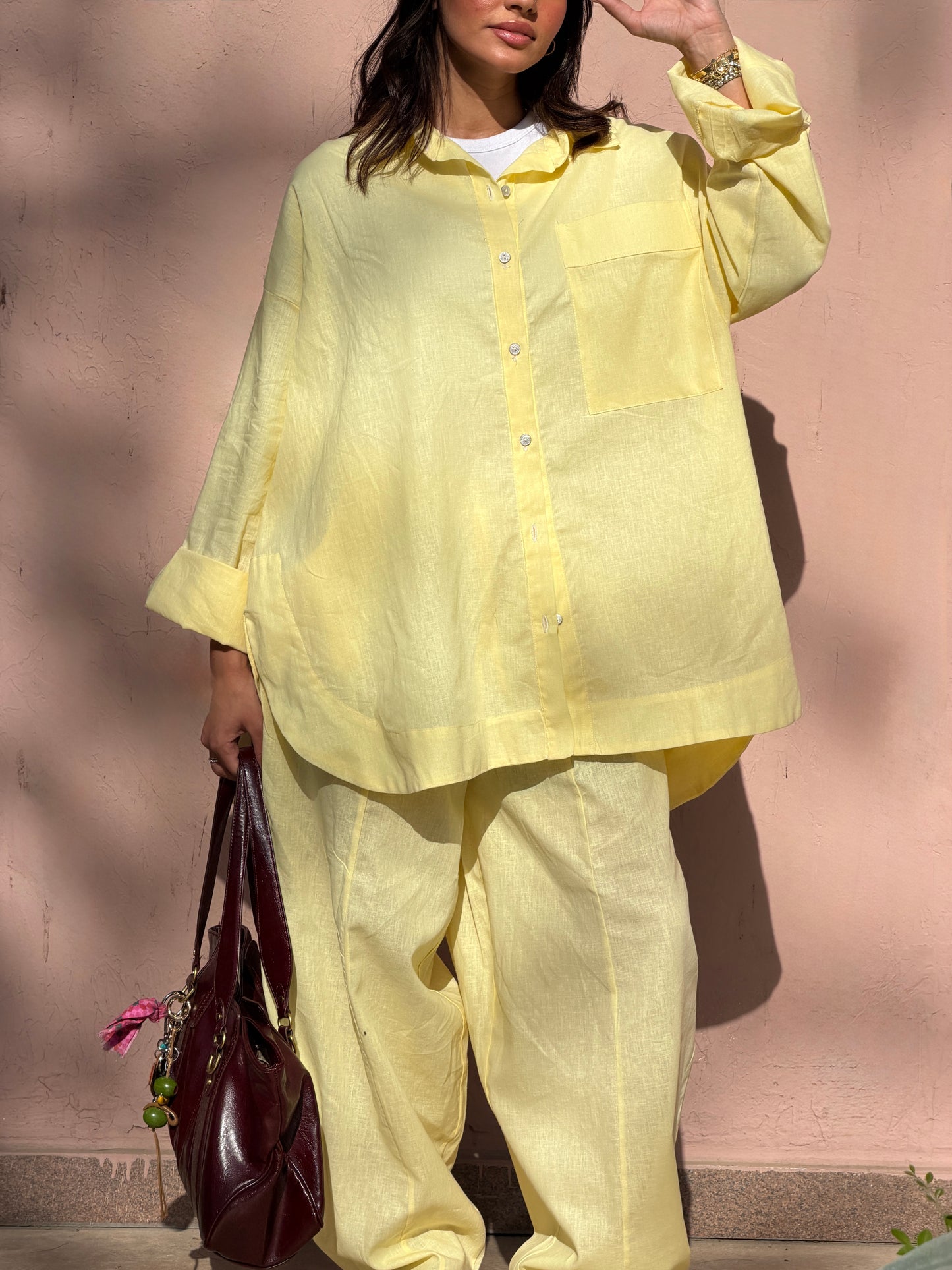 Ballon linen pants-butter yellow