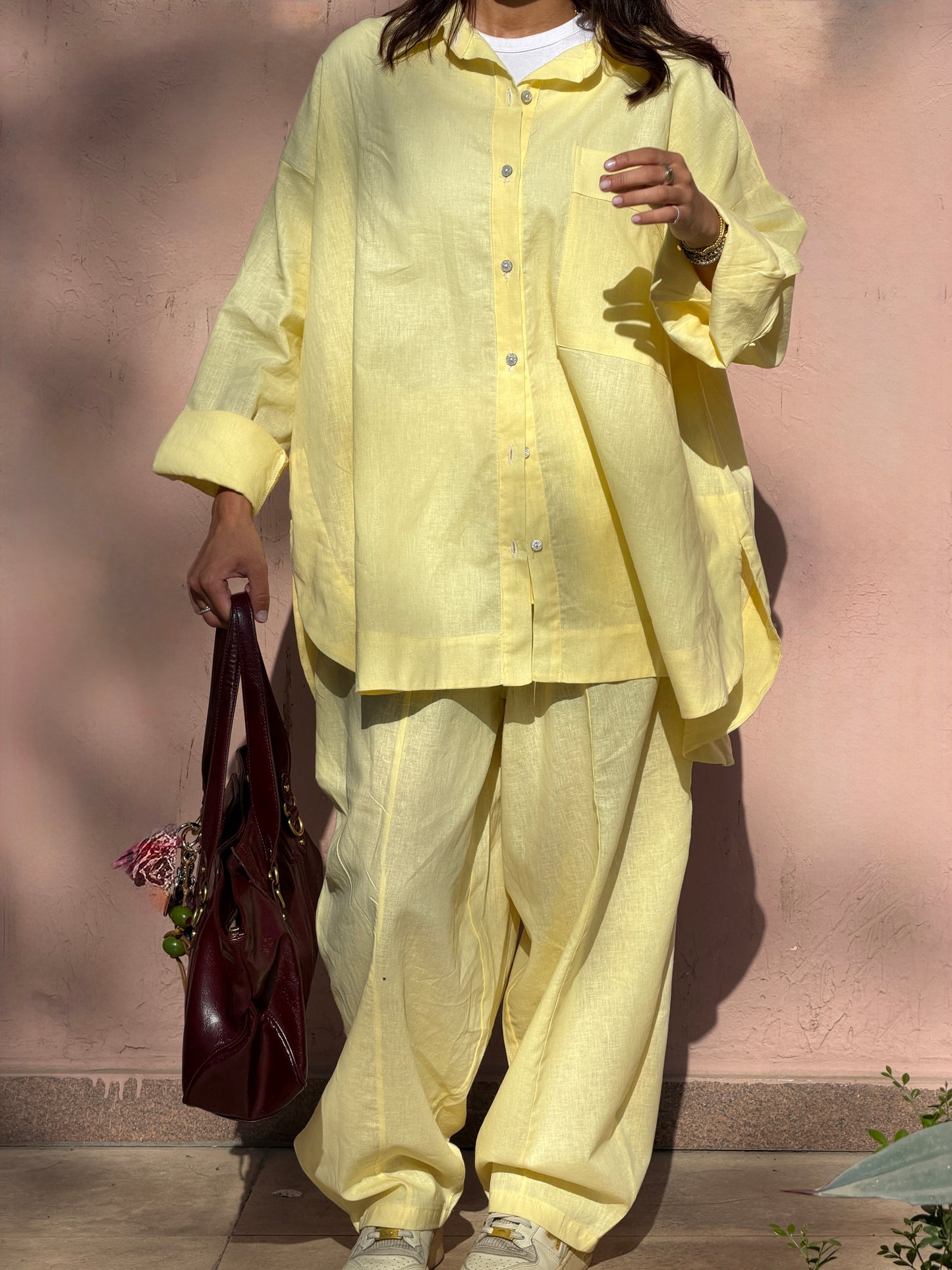 Linen set-Butter yellow
