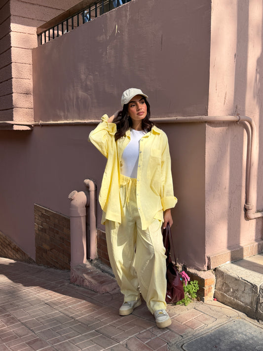 Ballon linen pants-butter yellow