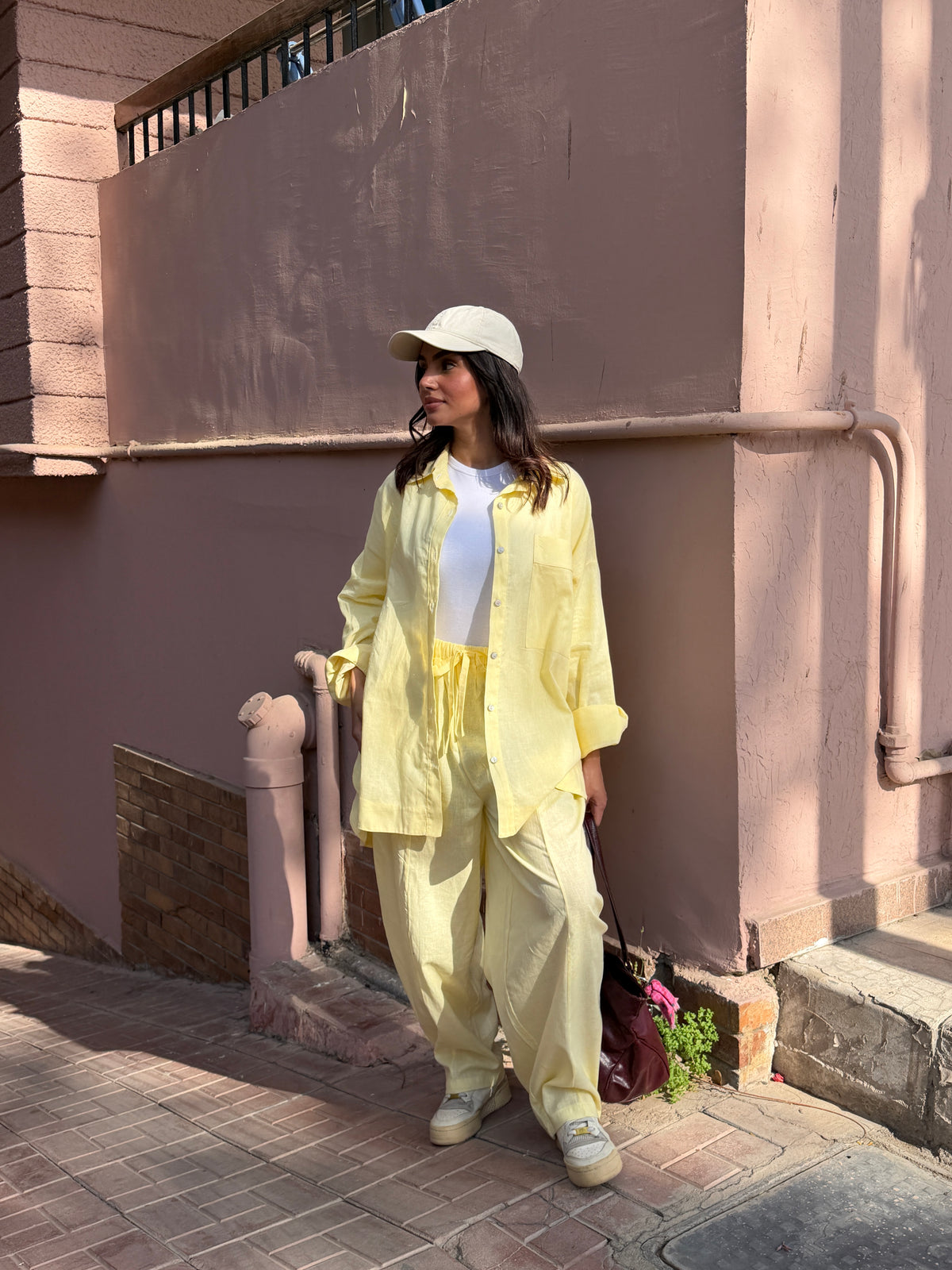 Ballon linen pants-butter yellow