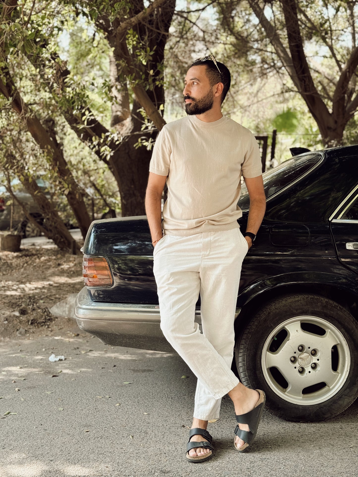 Men Knitted Tshirt-beige