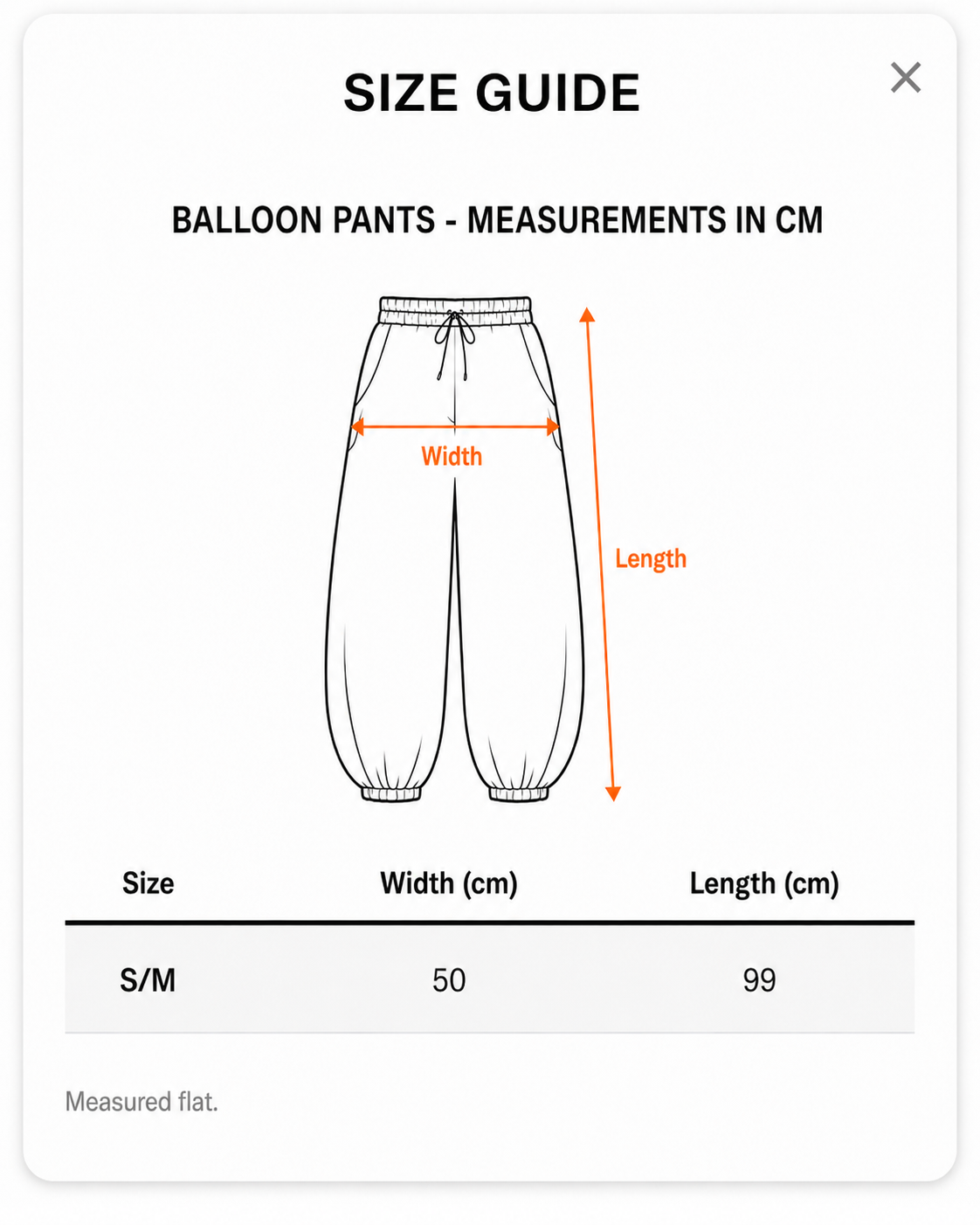 Ballon linen pants- Lime green size guide