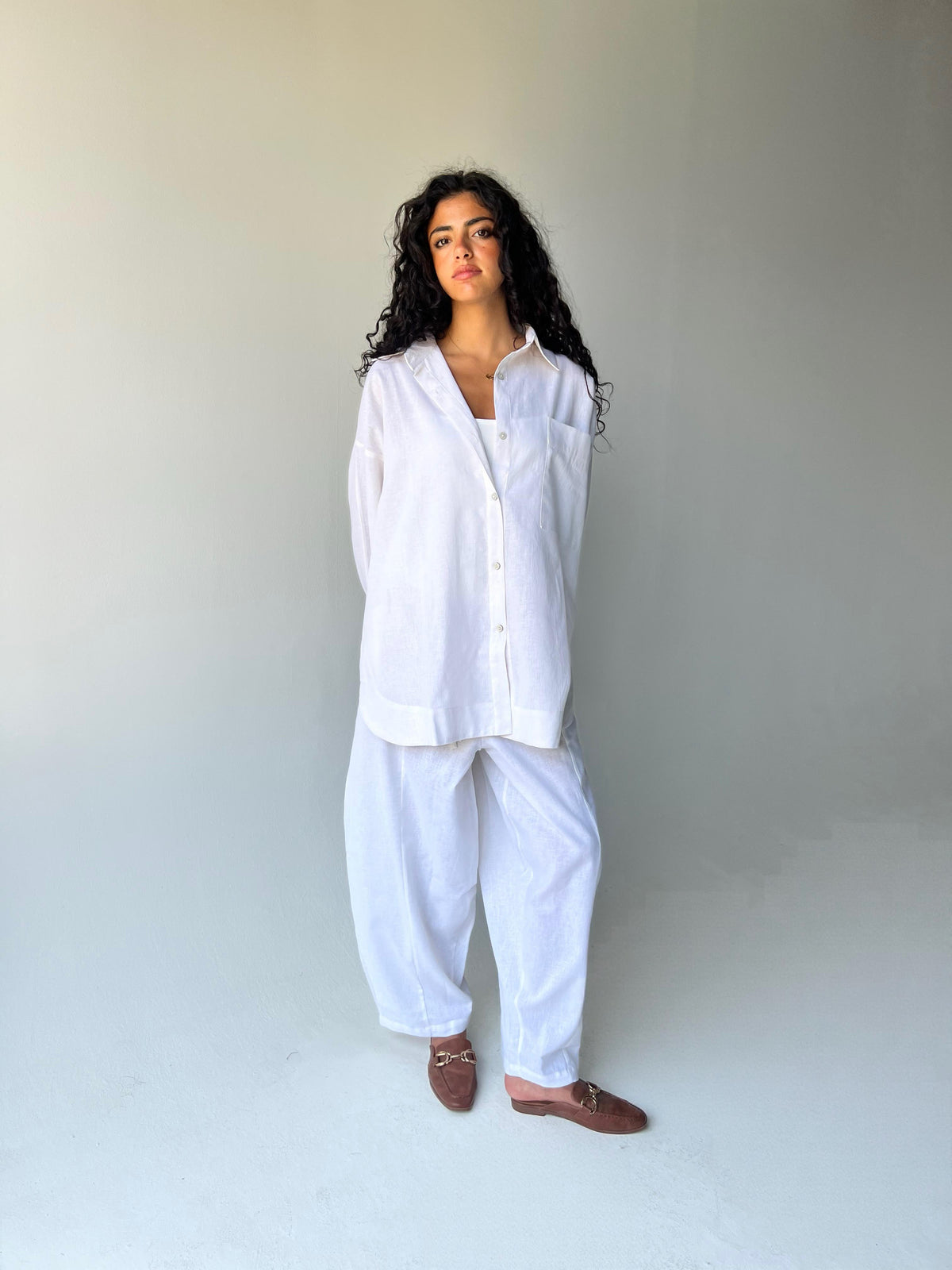 Oversized linen shirt-White