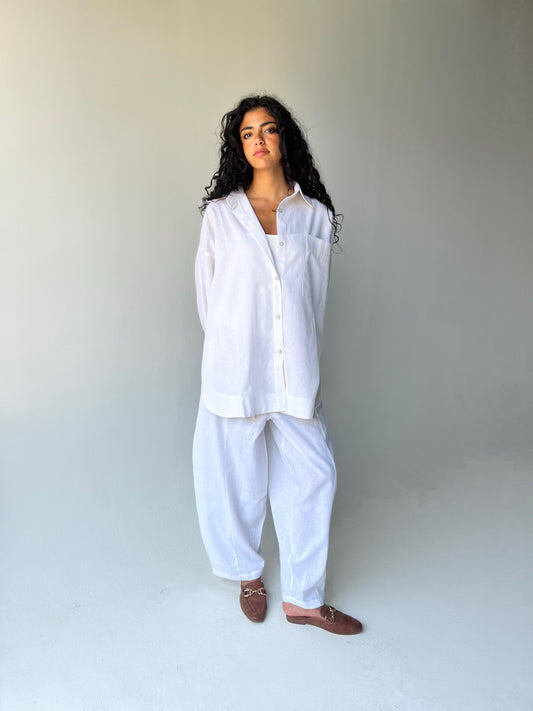 Oversized linen shirt-White