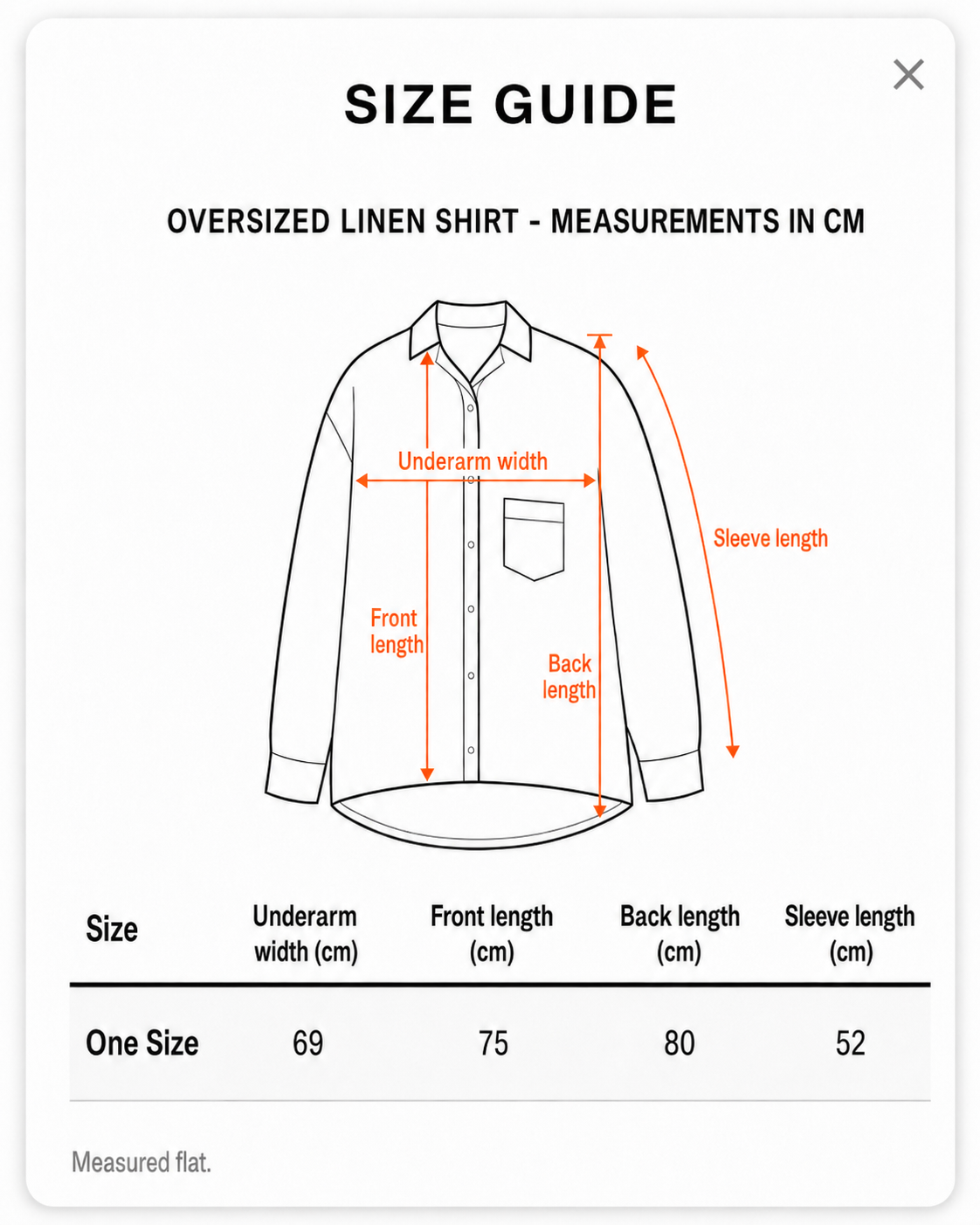 Oversized linen shirt-White size guide