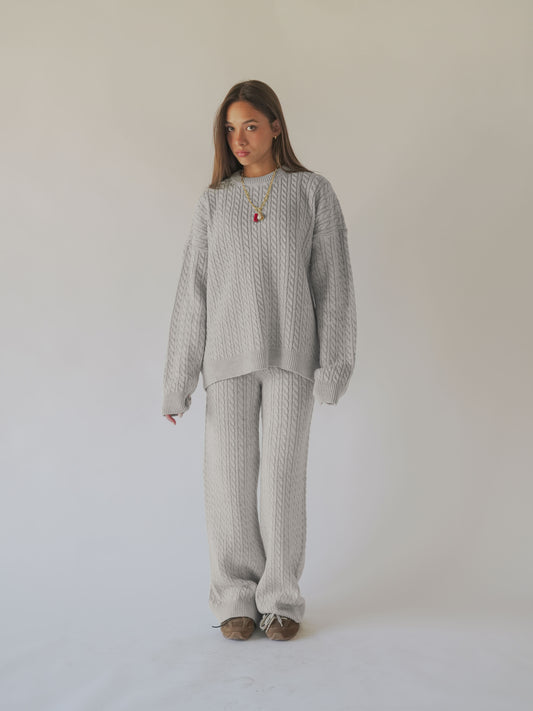 Knitted Braided Set- light gray