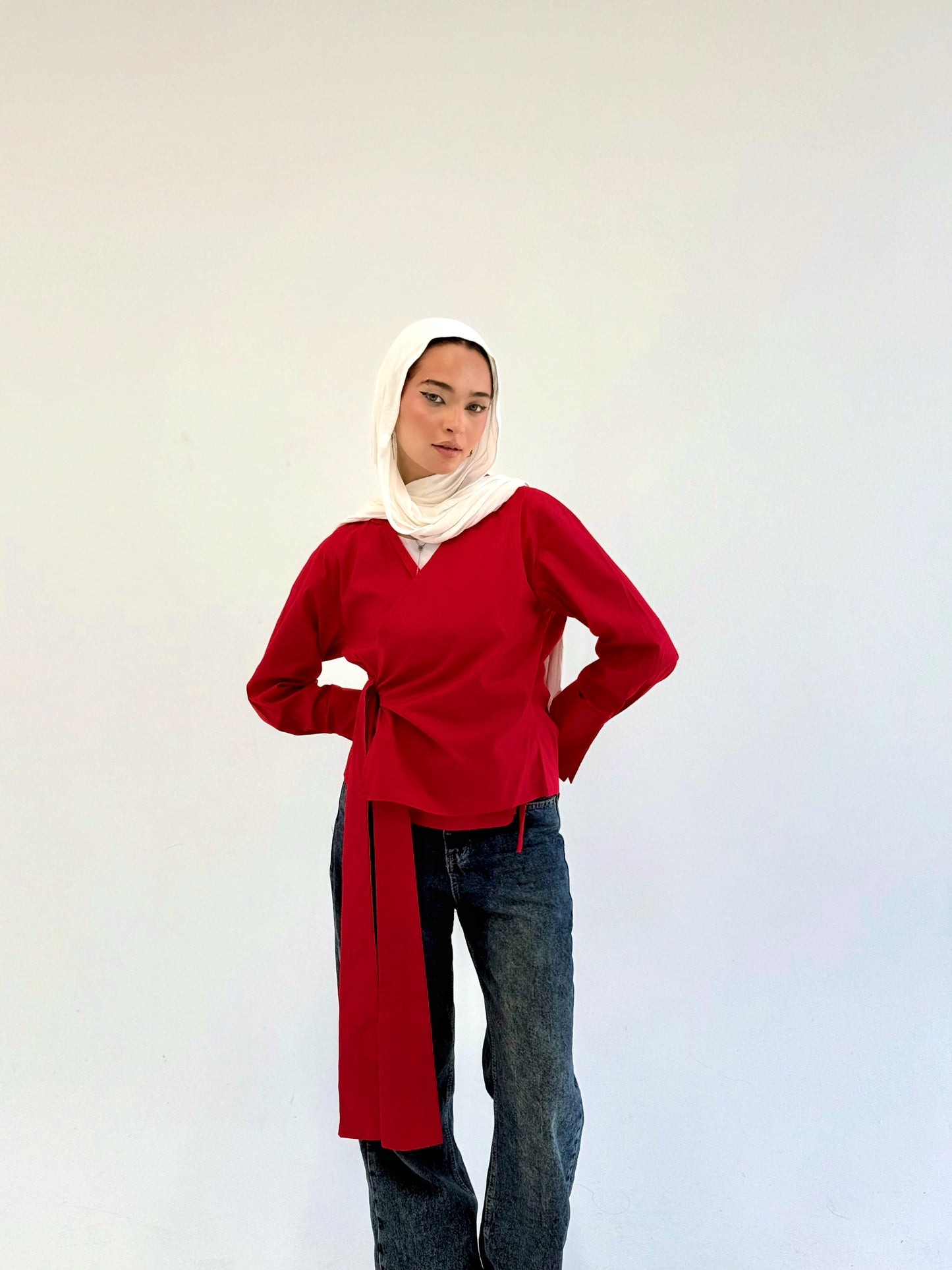 Wrap shirt-Red