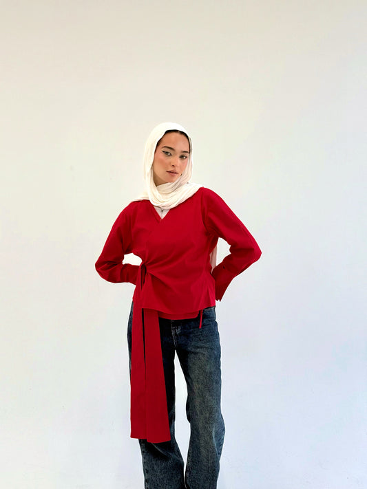 Wrap shirt-Red