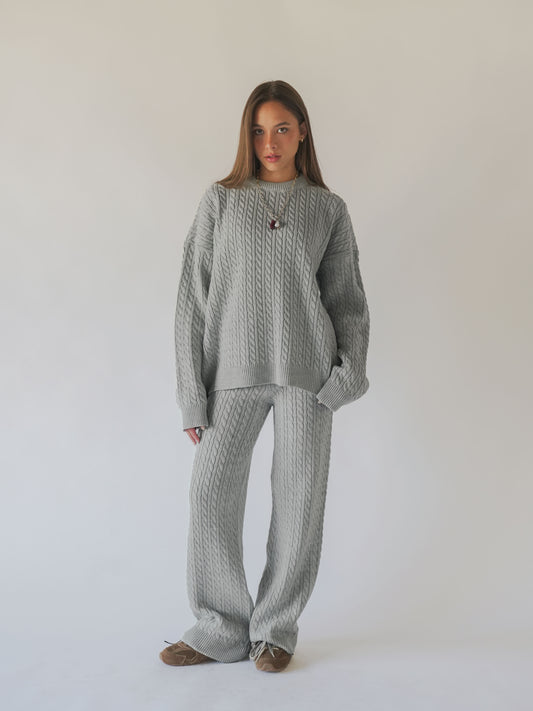 Knitted Braided Set-Dark gray