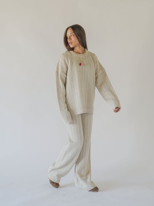 Knitted Braided Set-beige