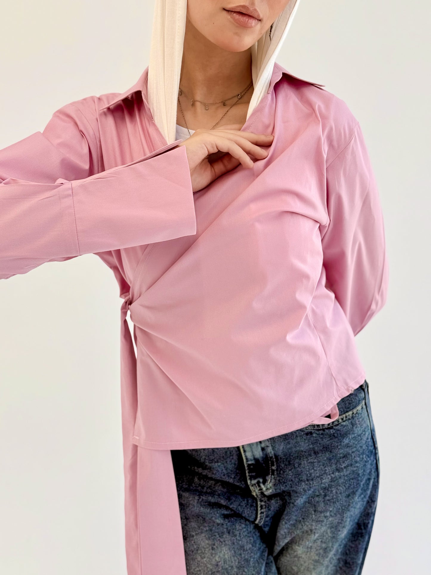 Wrap shirt-Pink