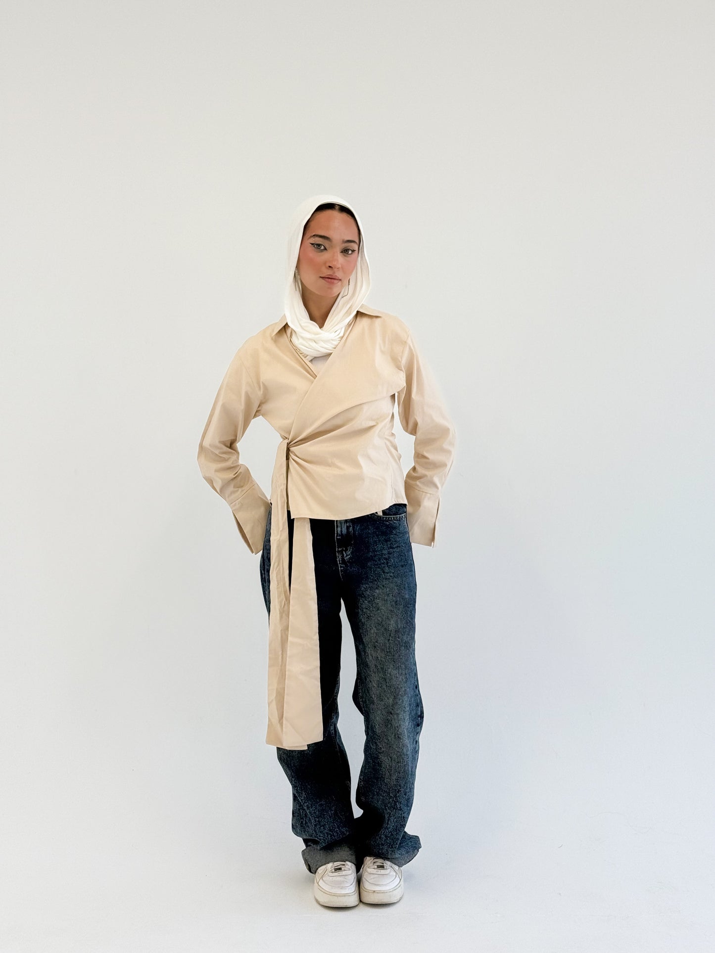 Wrap shirt-beige