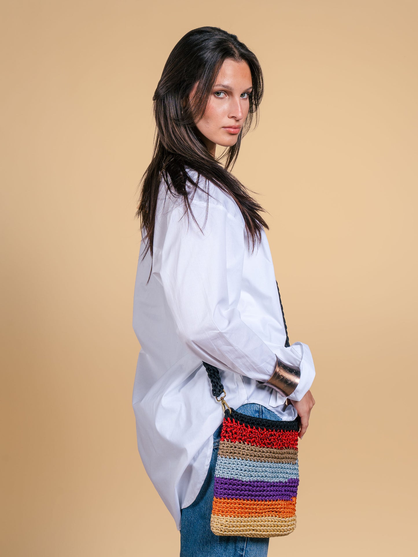 Long poplin shirt-White