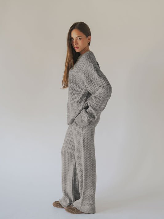 Knitted Braided Set-Dark gray