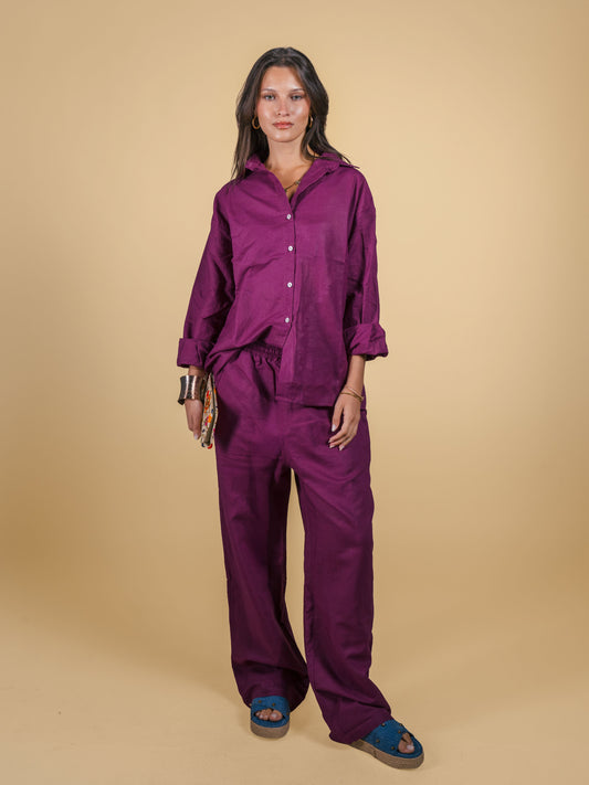 Pure linen shirt-purple