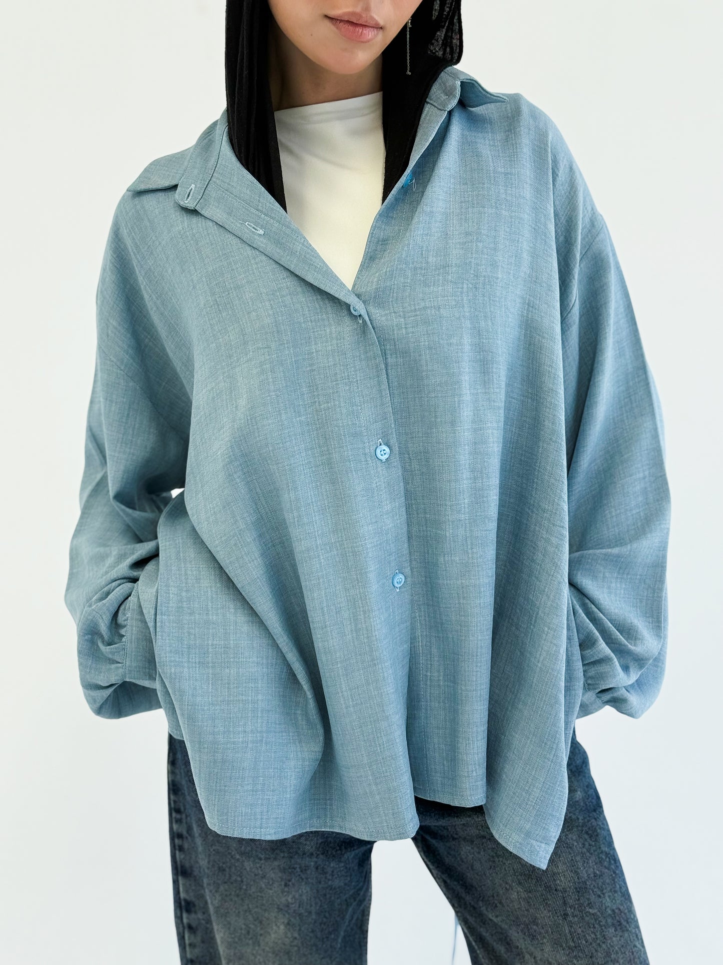 Tie back shirt-blue