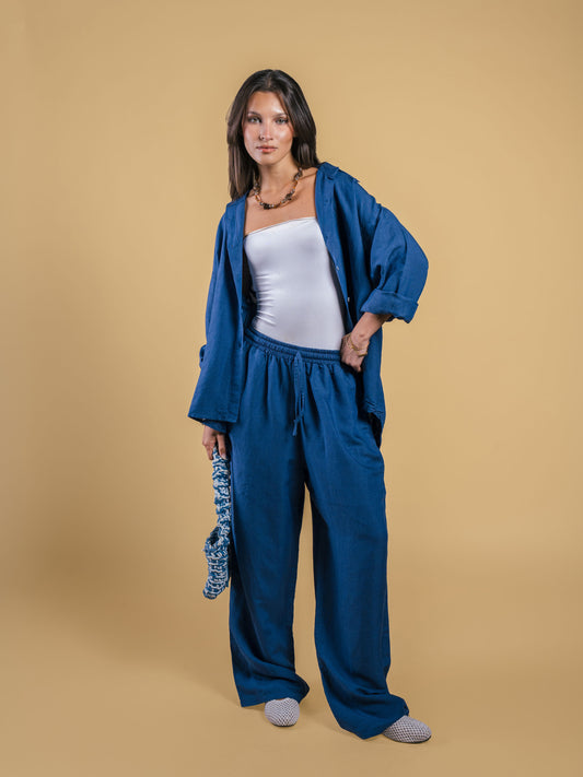 Linen pants-Navy