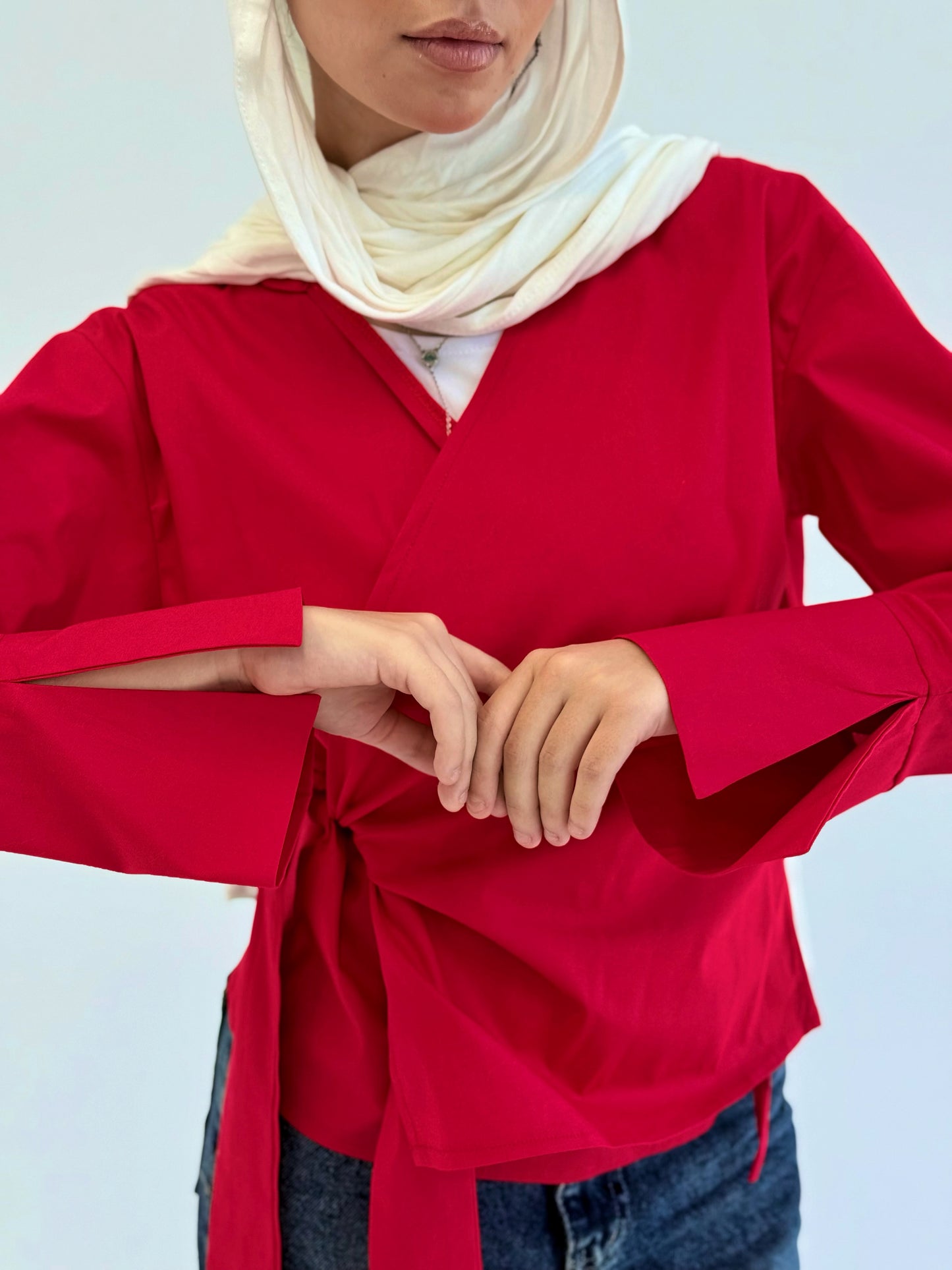 Wrap shirt-Red