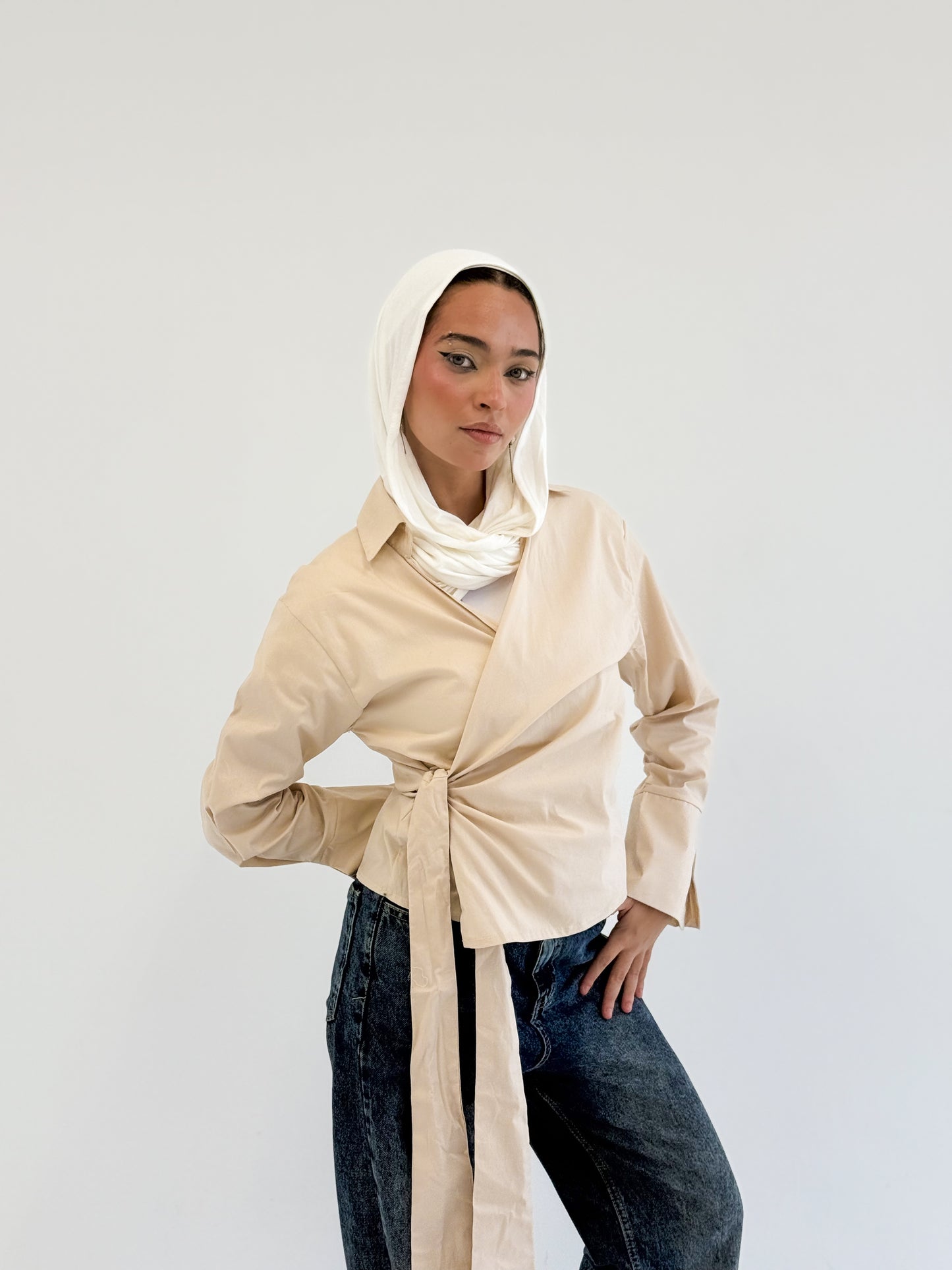 Wrap shirt-beige