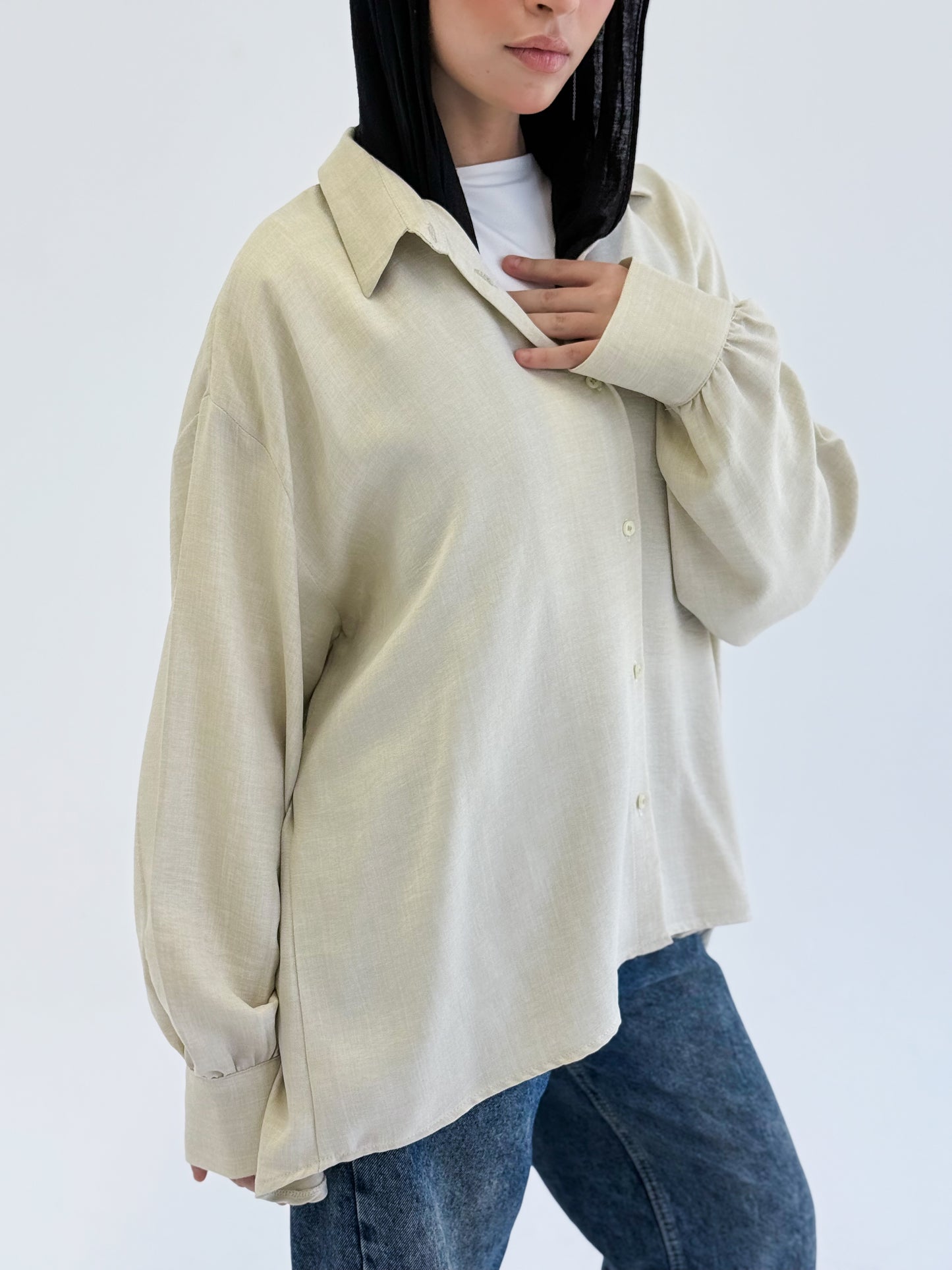 Tie back shirt-biege