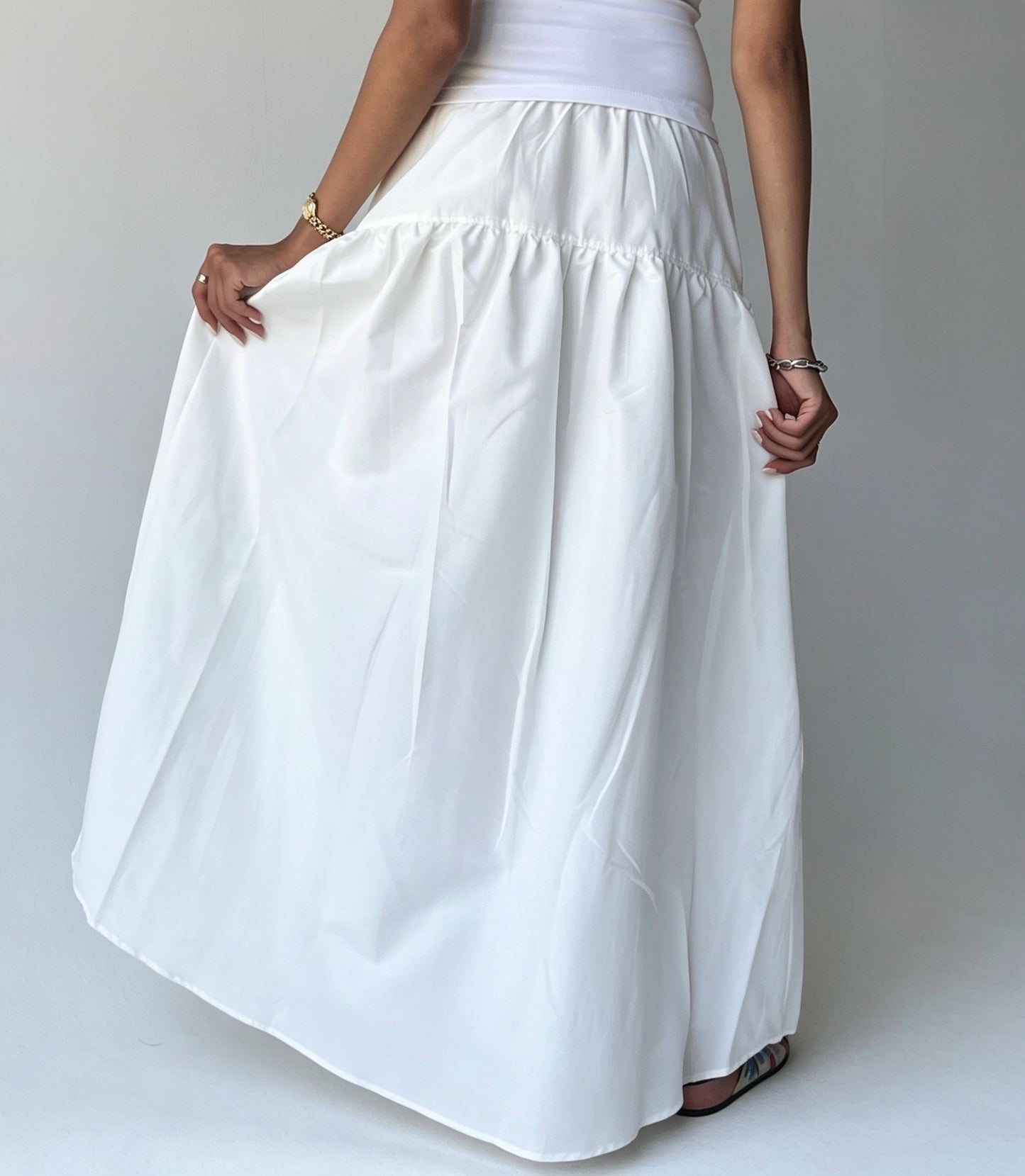 SCARFE MIDI SKIRT-White(Fully lined)
