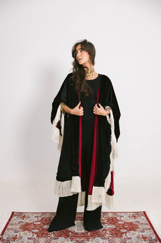 Double face Ramdan shal-black*burgundy