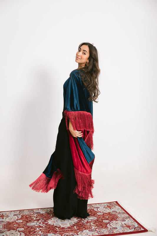 Double face Ramdan shal-blue*burgundy