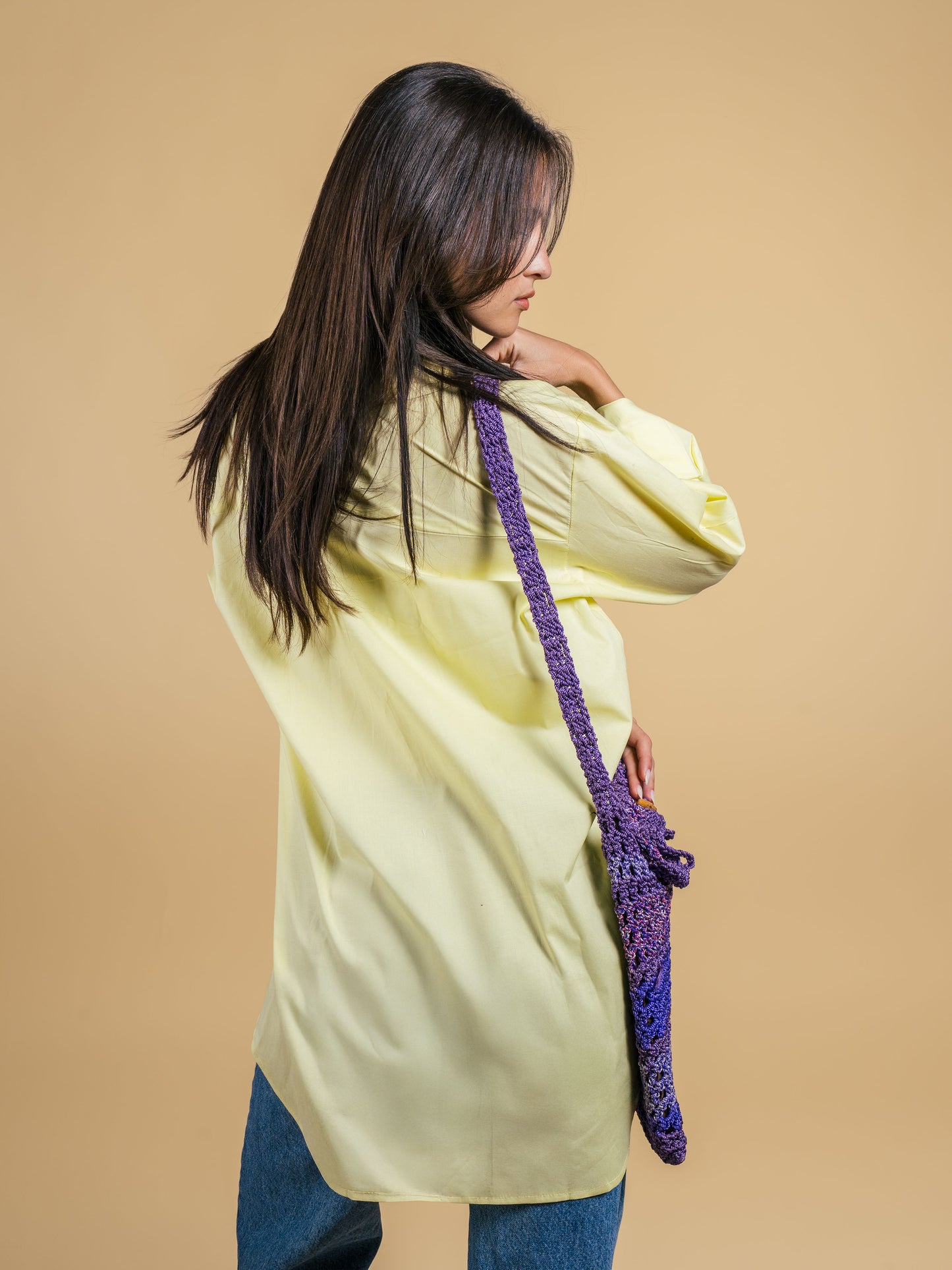 Long poplin shirt- yellow
