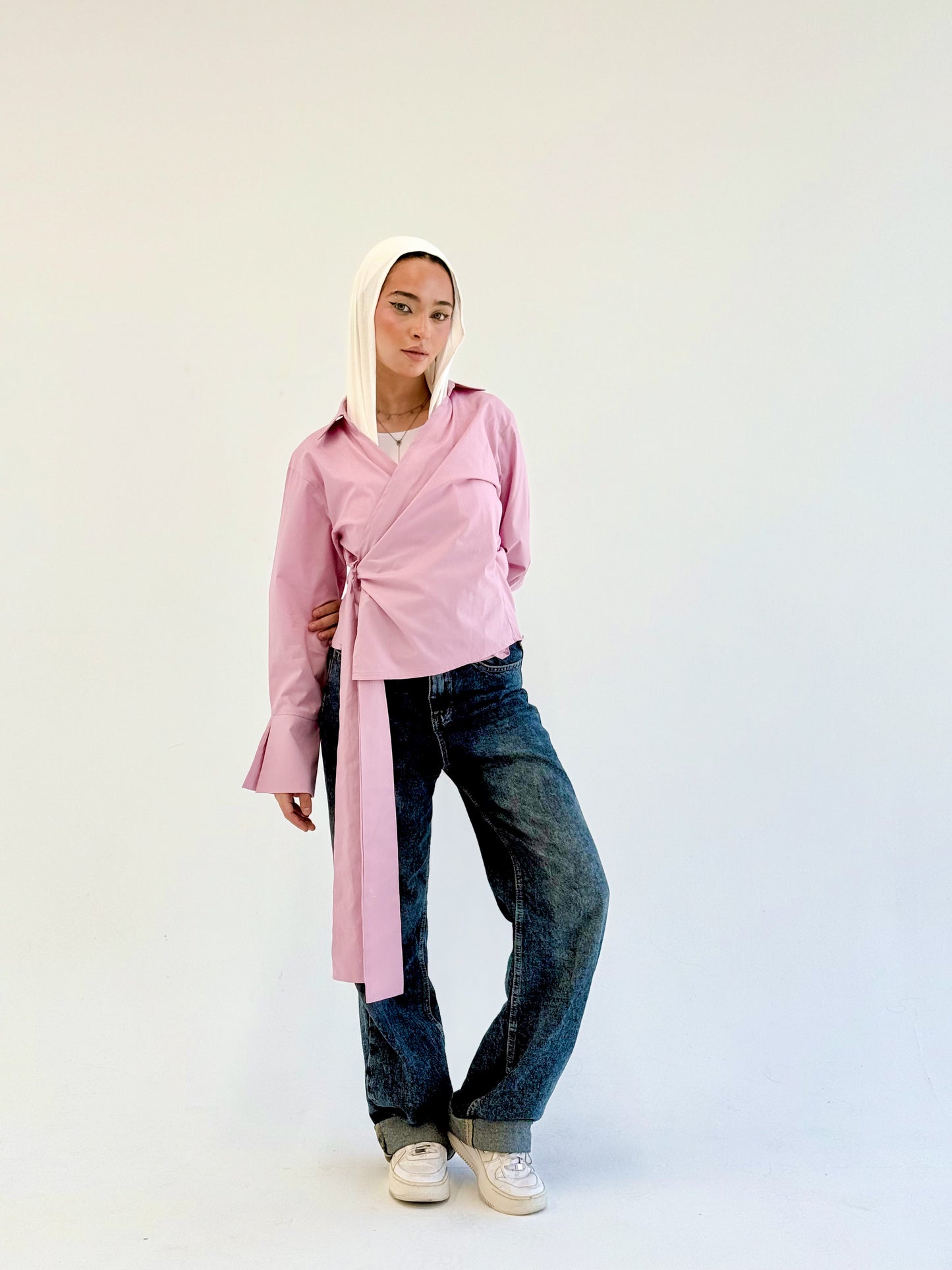 Wrap shirt-Pink