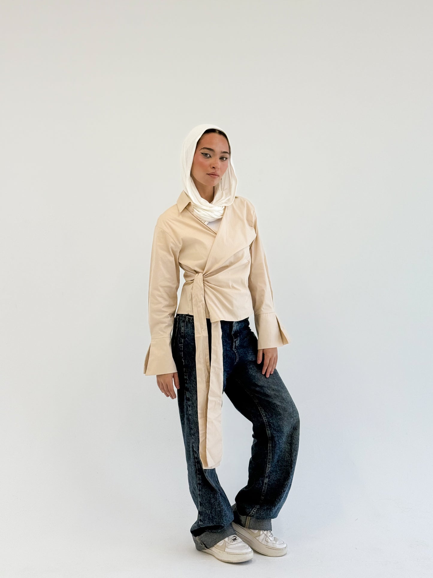 Wrap shirt-beige