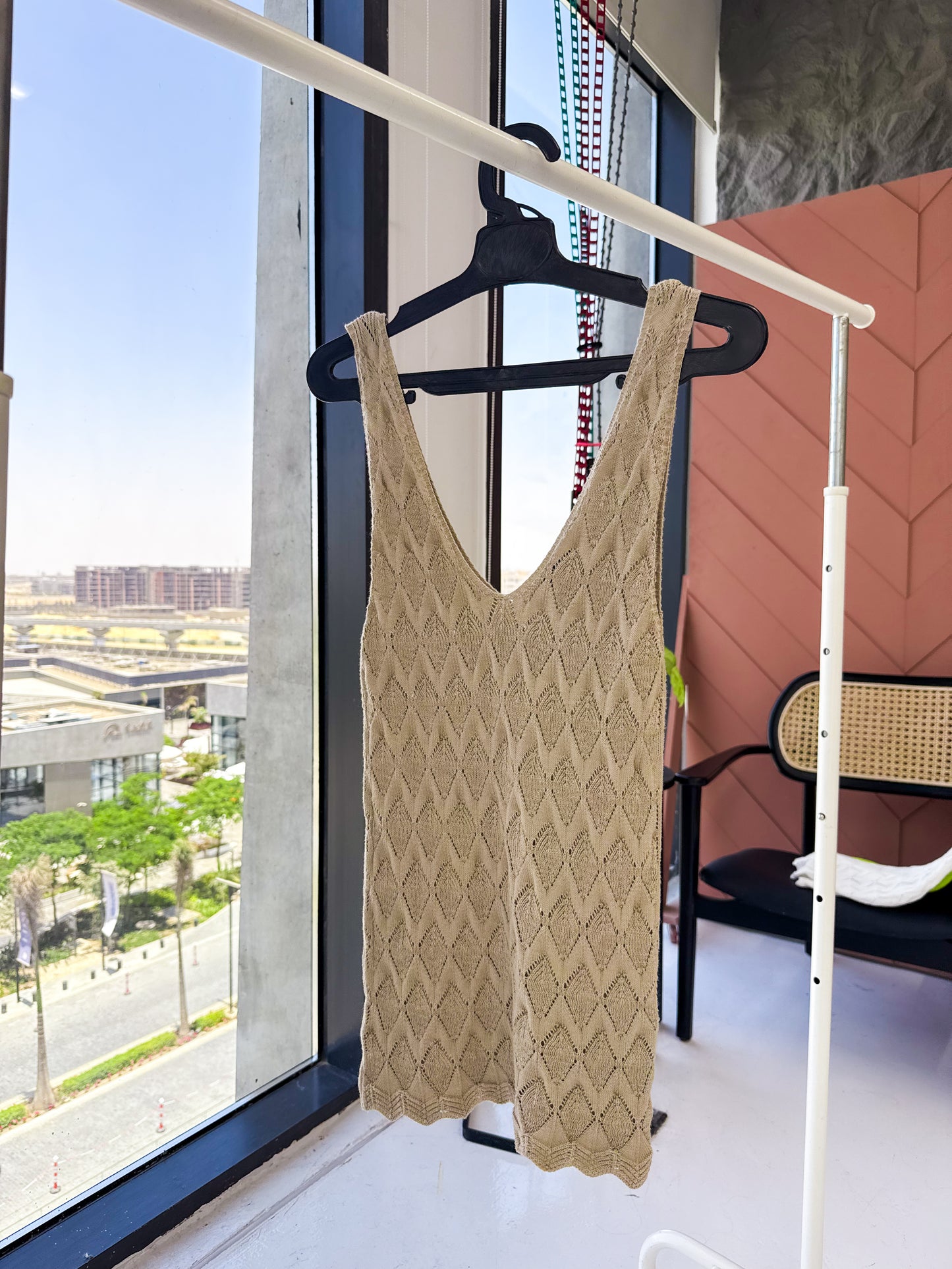 Knit tank top-beige