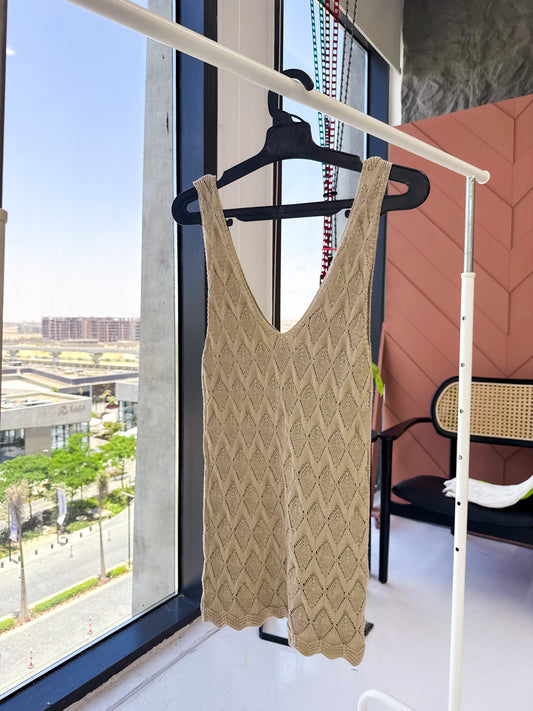 Knit tank top-beige