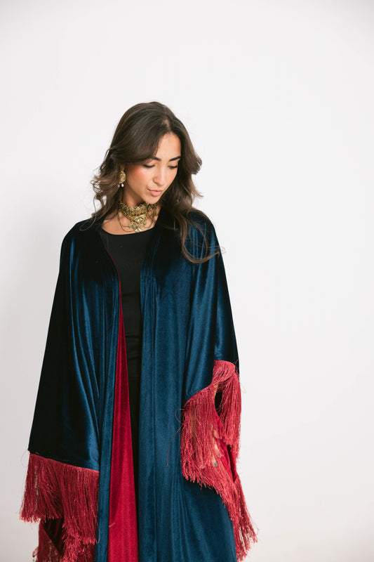 Double face Ramdan shal-blue*burgundy