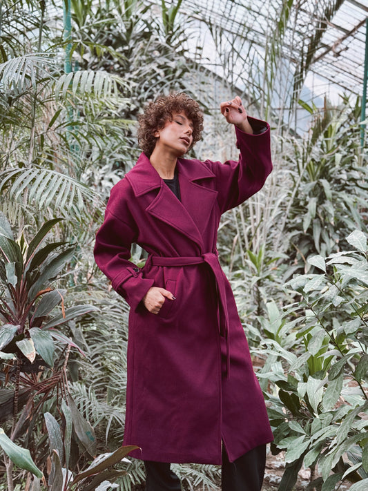 French long coat- Burgundy