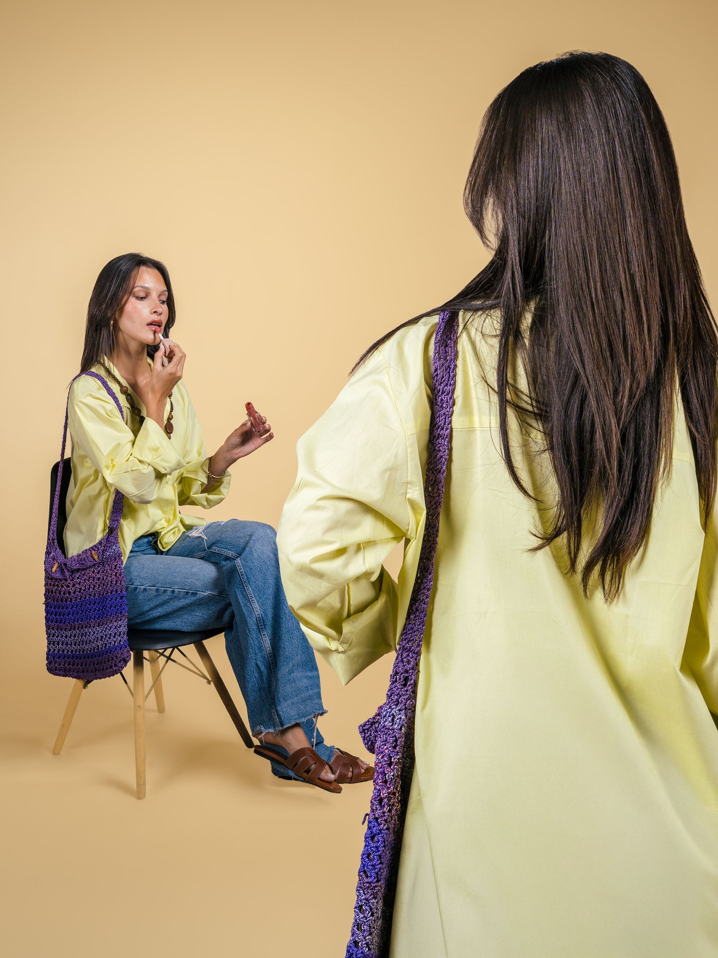 Long poplin shirt- yellow