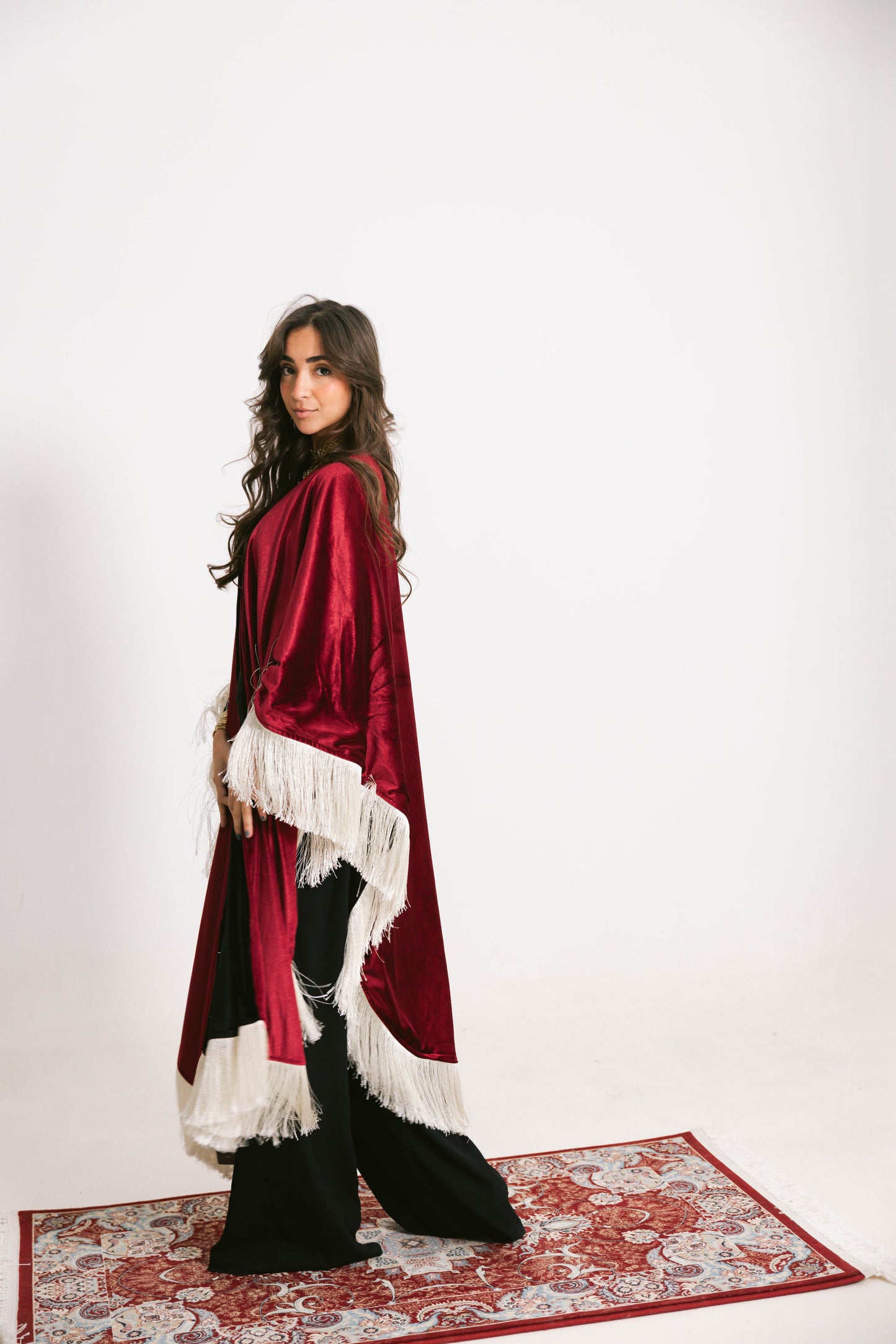 Double face Ramdan shal-black*burgundy