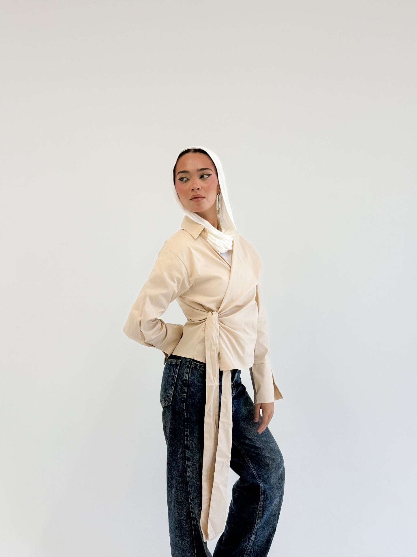 Wrap shirt-beige