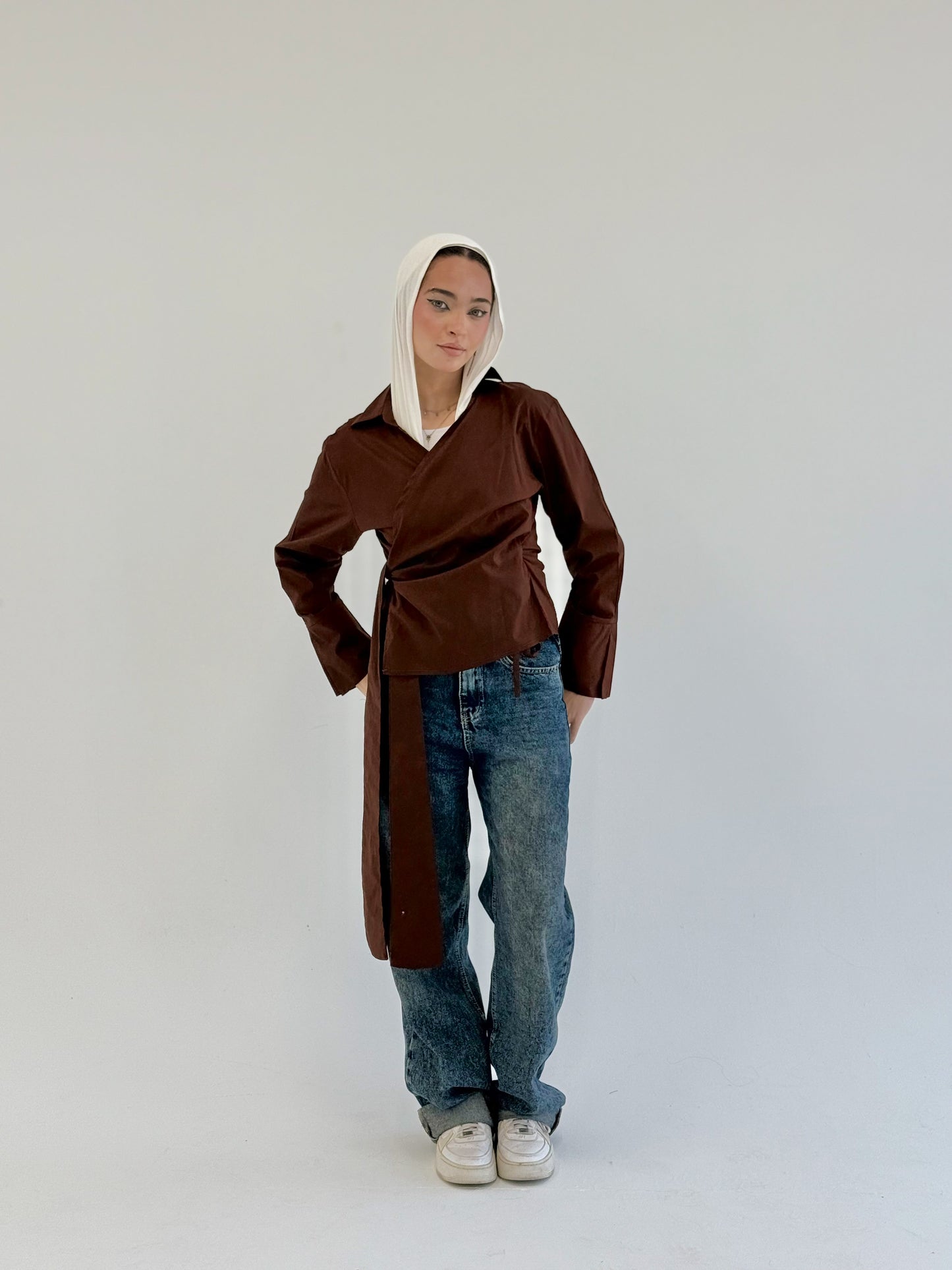Wrap shirt-brown