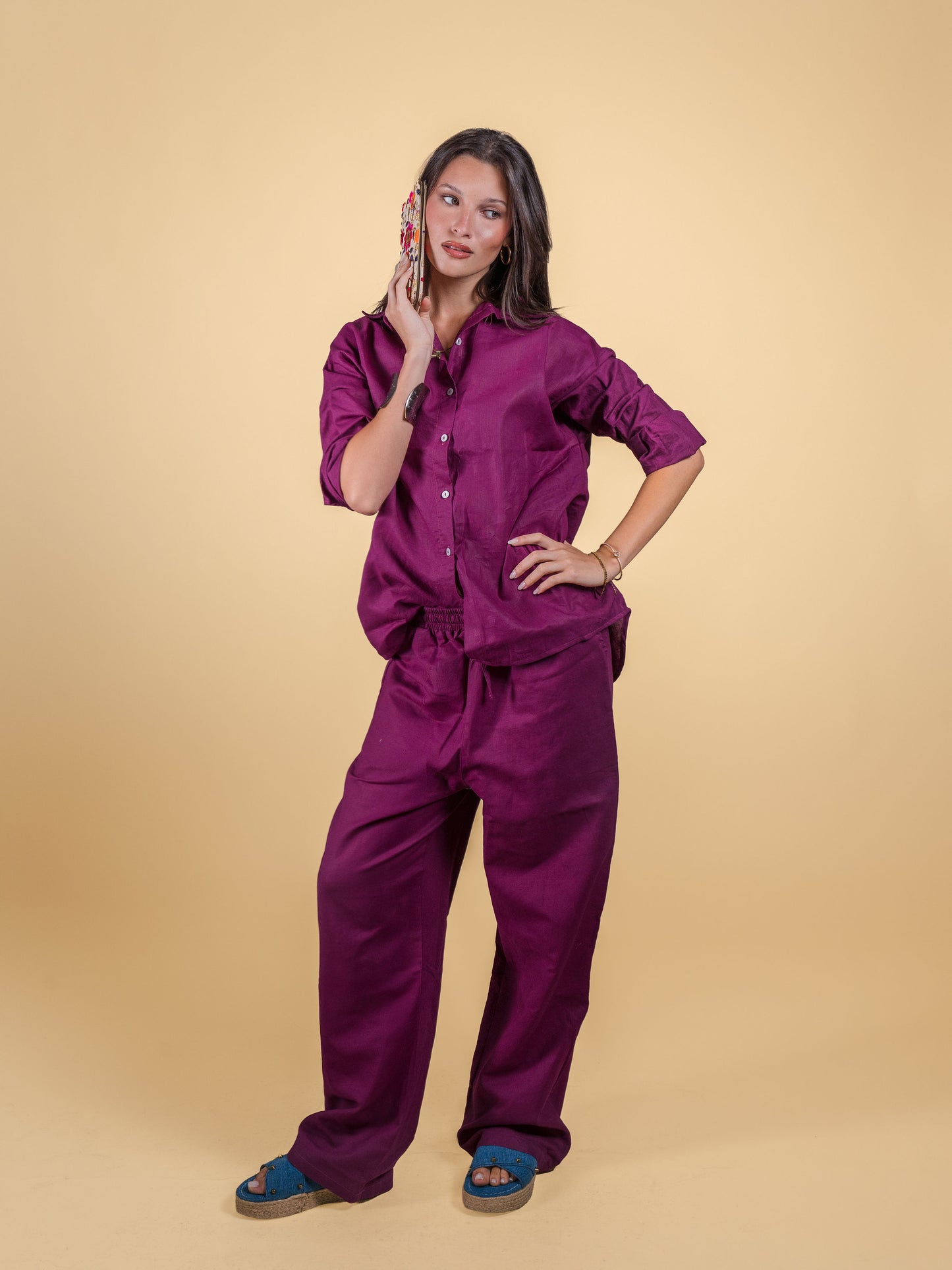 Linen pants-purple