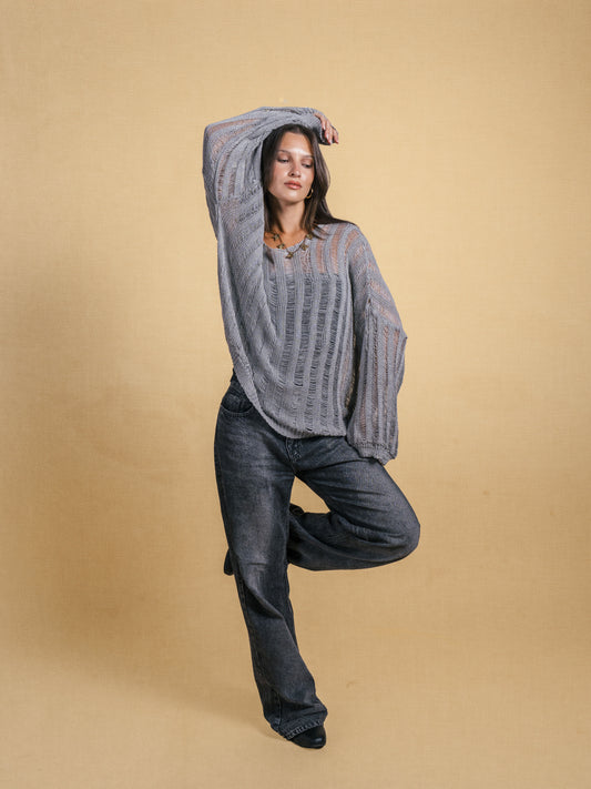 Knitted top-Gray