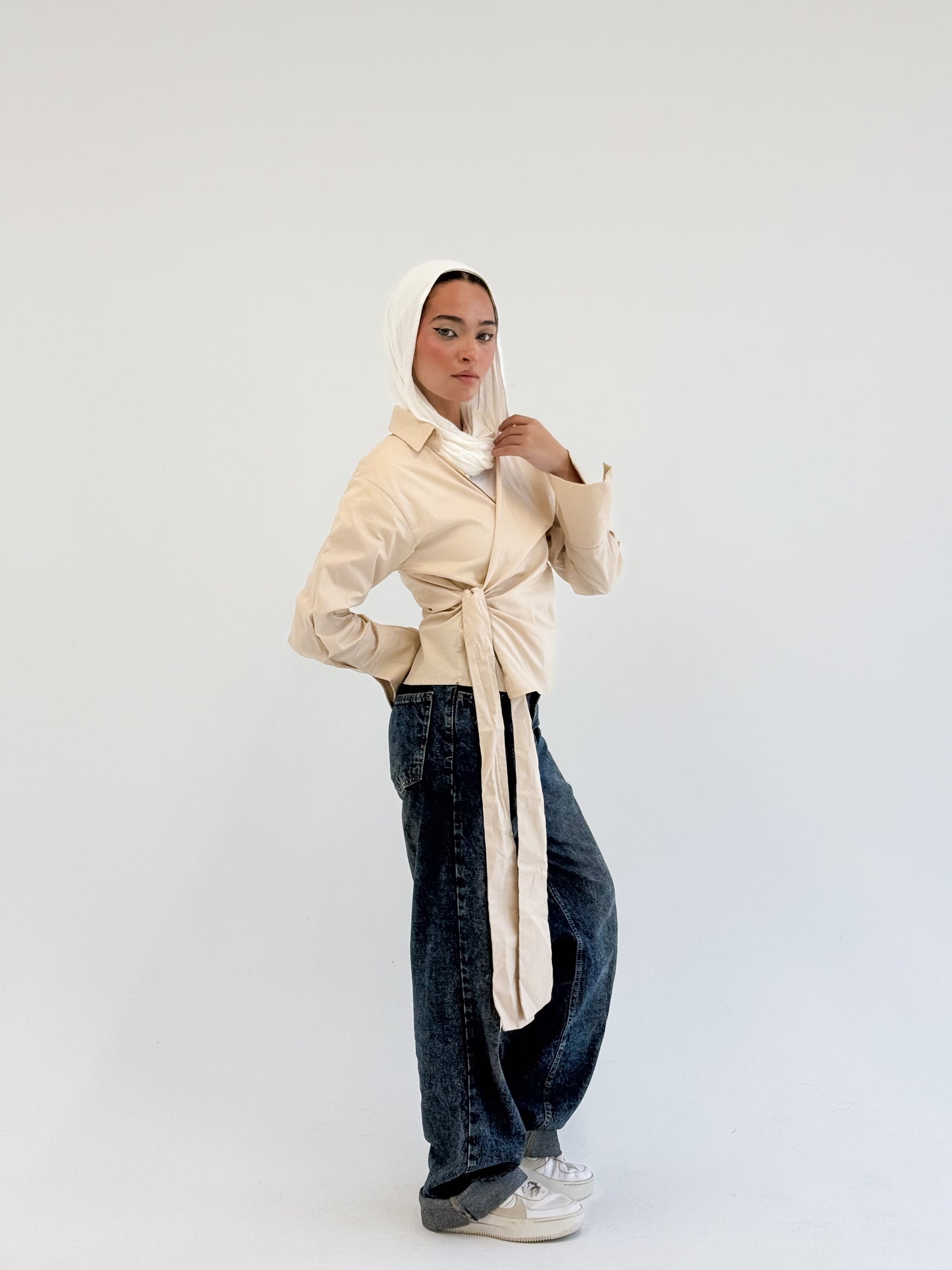Wrap shirt-beige