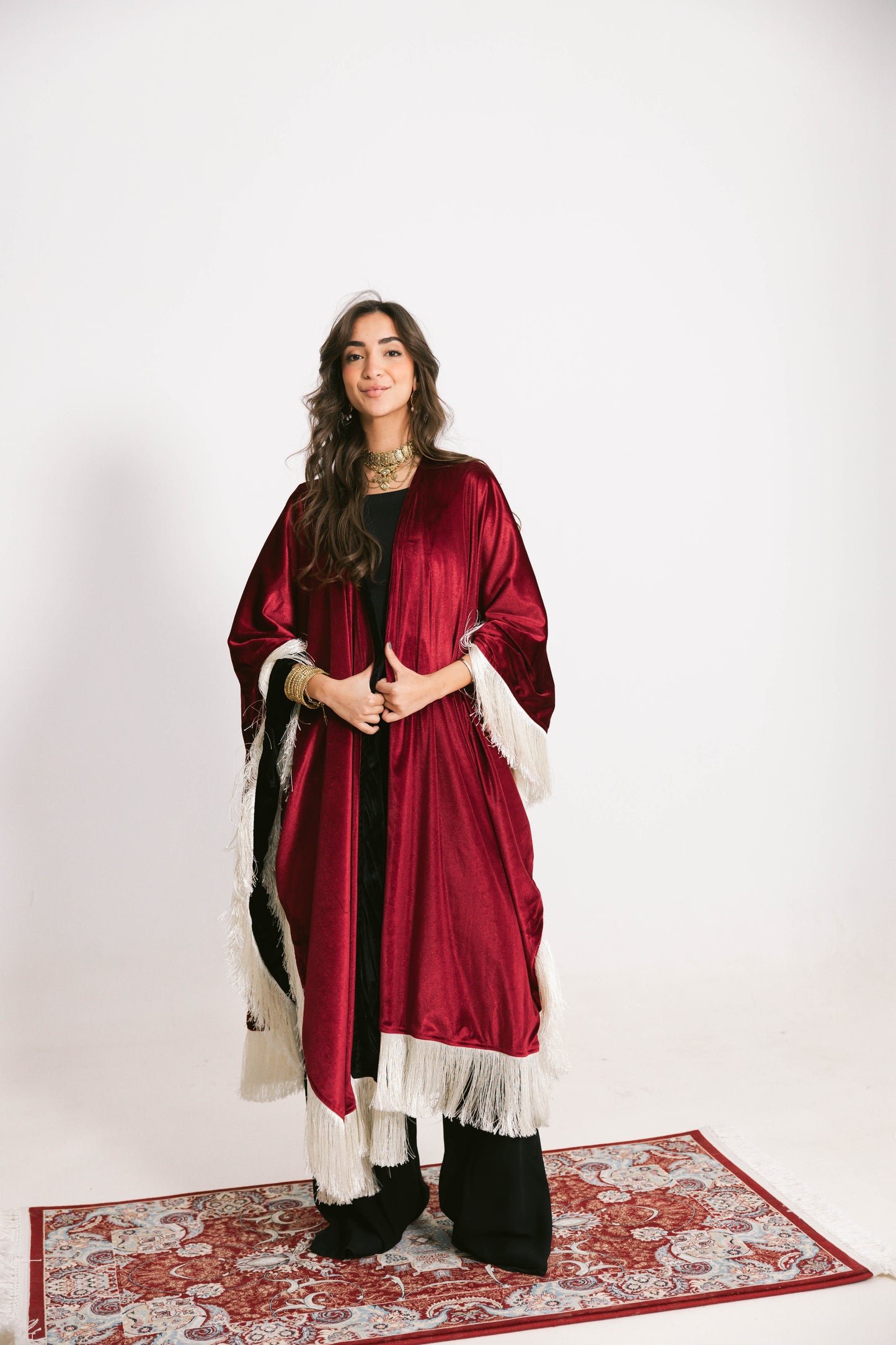 Double face Ramdan shal-black*burgundy