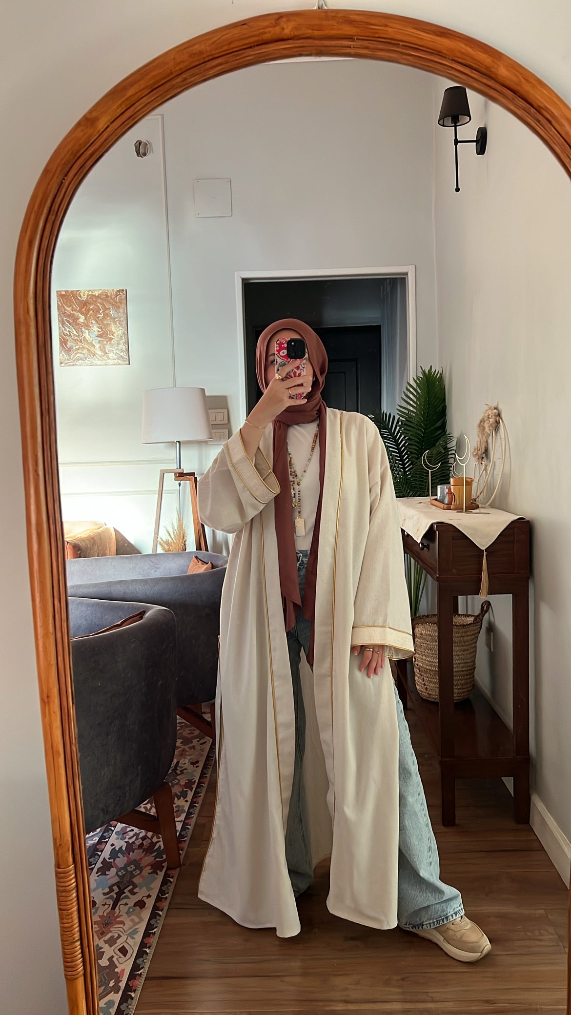 Embroidery kaftan-beige×Gold
