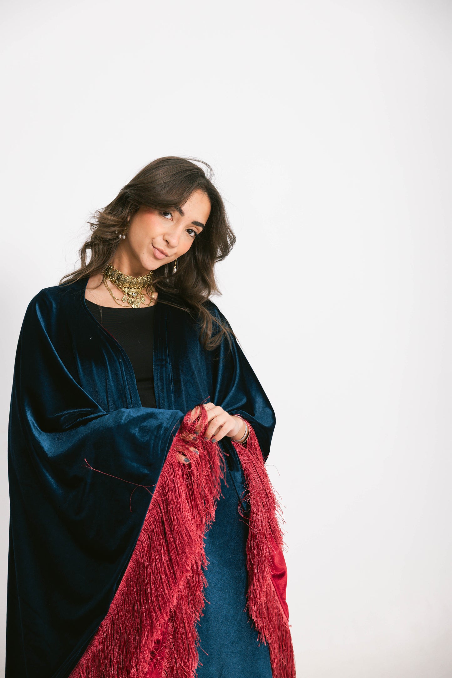 Double face Ramdan shal-blue*burgundy