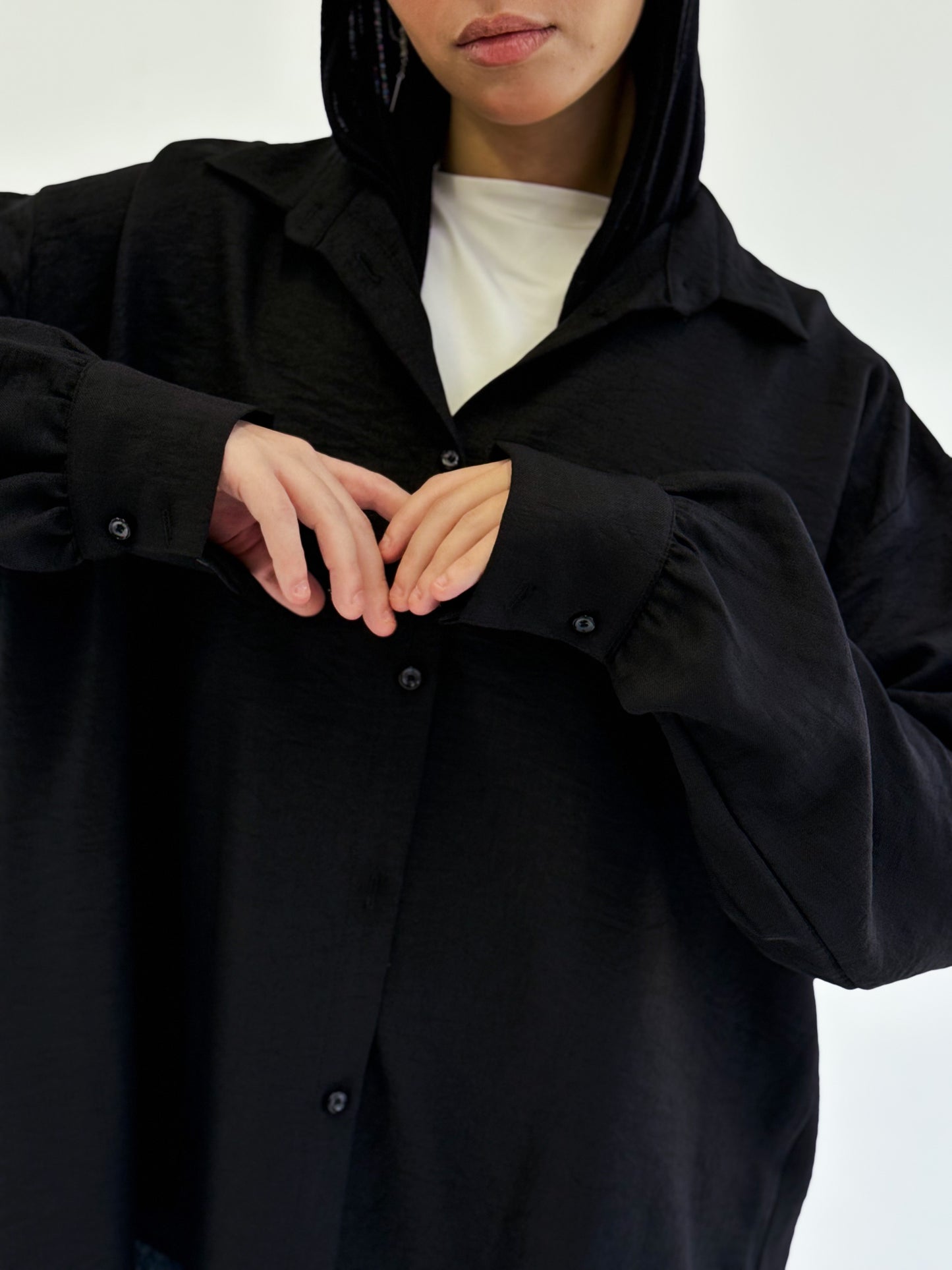 Tie back shirt-black